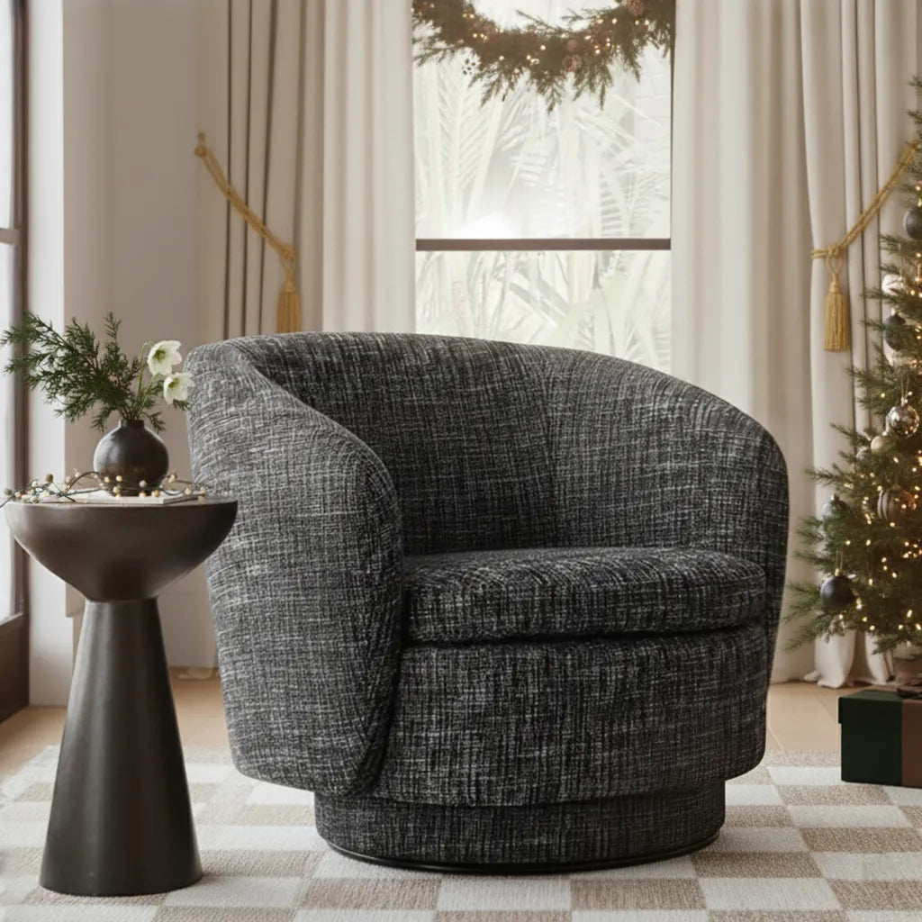 Hera Upholstered Swivel Barrel Chair (1-Piece)