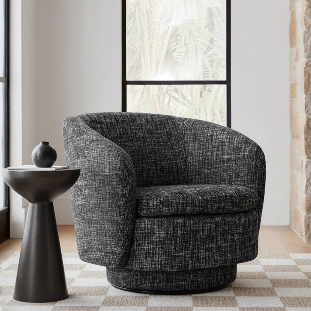 Hera Upholstered Swivel Barrel Chair (1-Piece)