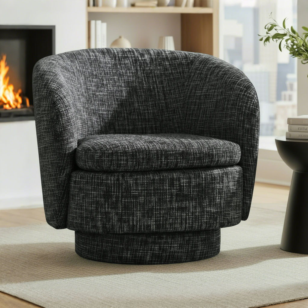 Hera Upholstered Swivel Barrel Chair (1-Piece)