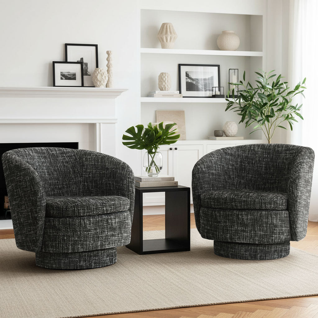 Hera Upholstered Swivel Barrel Chair (1-Piece)