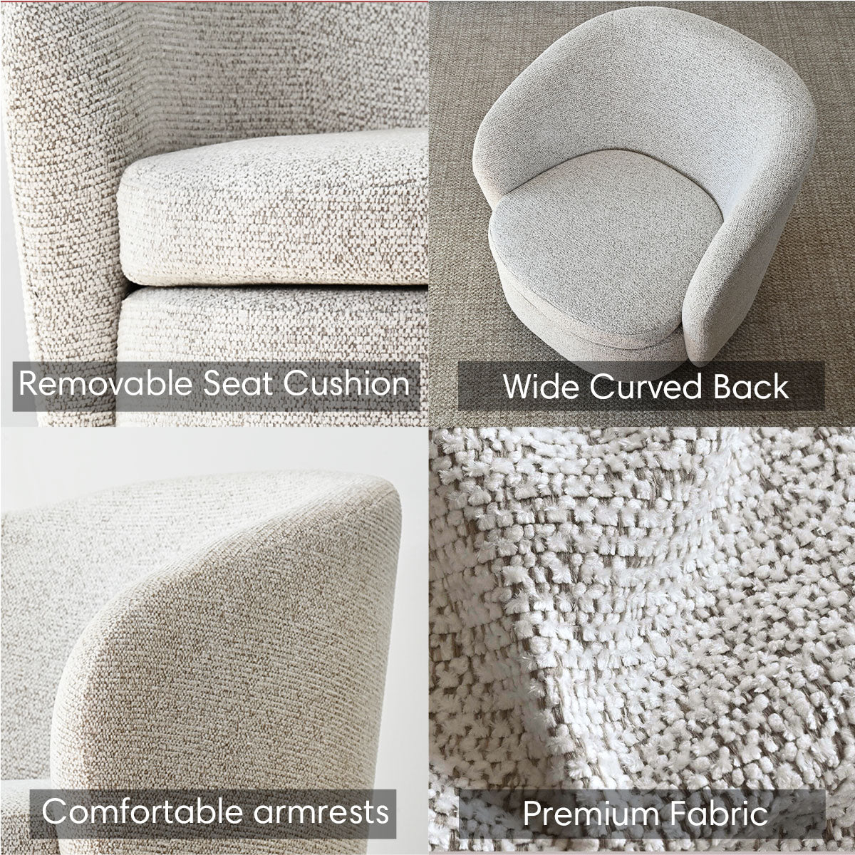 Hera Upholstered Swivel Barrel Chair (1-Piece)