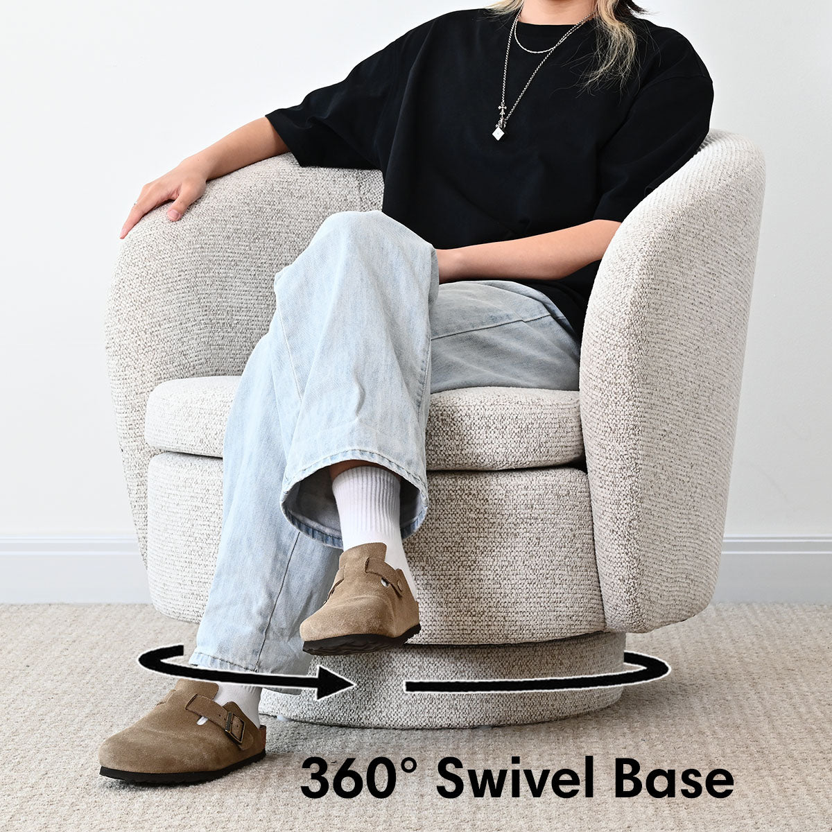 Hera Upholstered Swivel Barrel Chair (1-Piece)