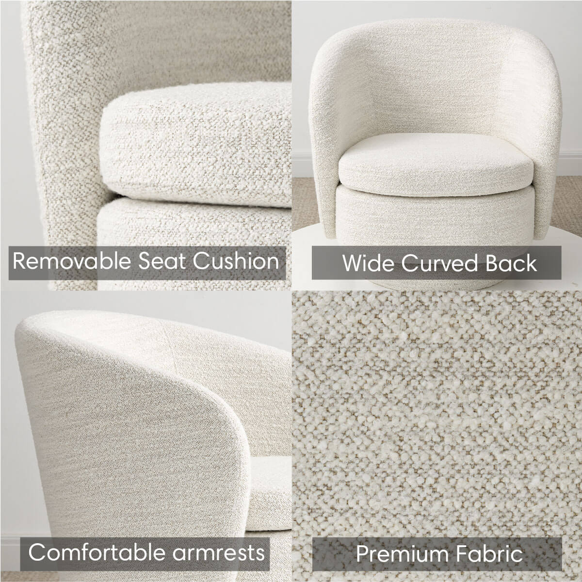 Hera Upholstered Swivel Barrel Chair (1-Piece)