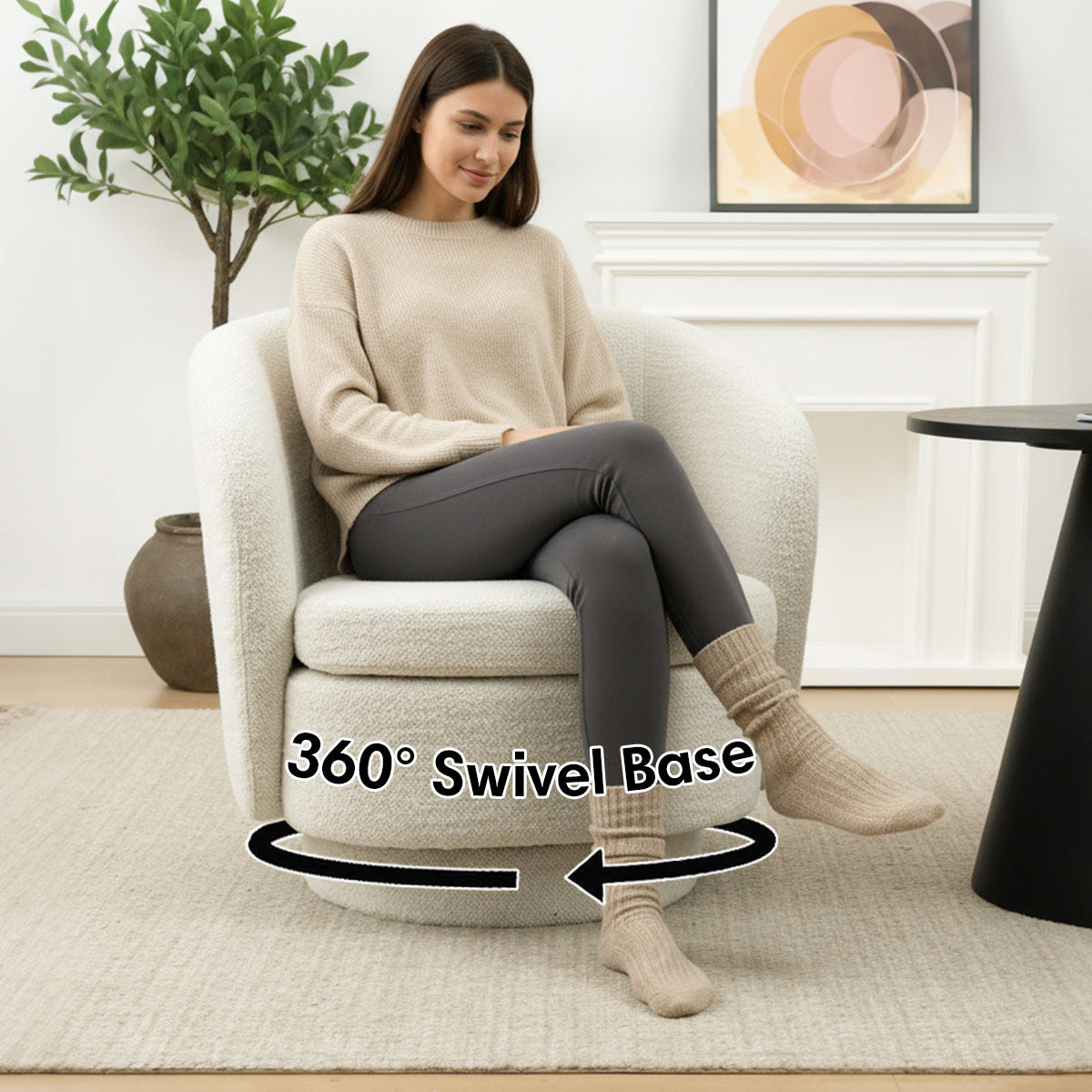 Hera Upholstered Swivel Barrel Chair (1-Piece)