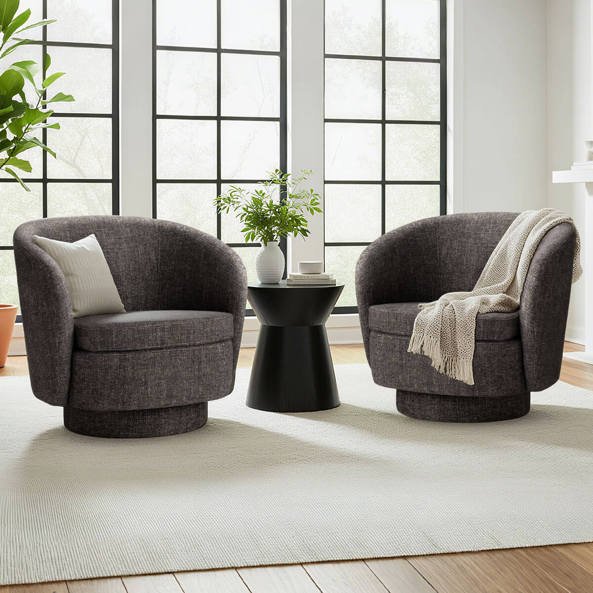 Hera Upholstered Swivel Barrel Chair (1-Piece)