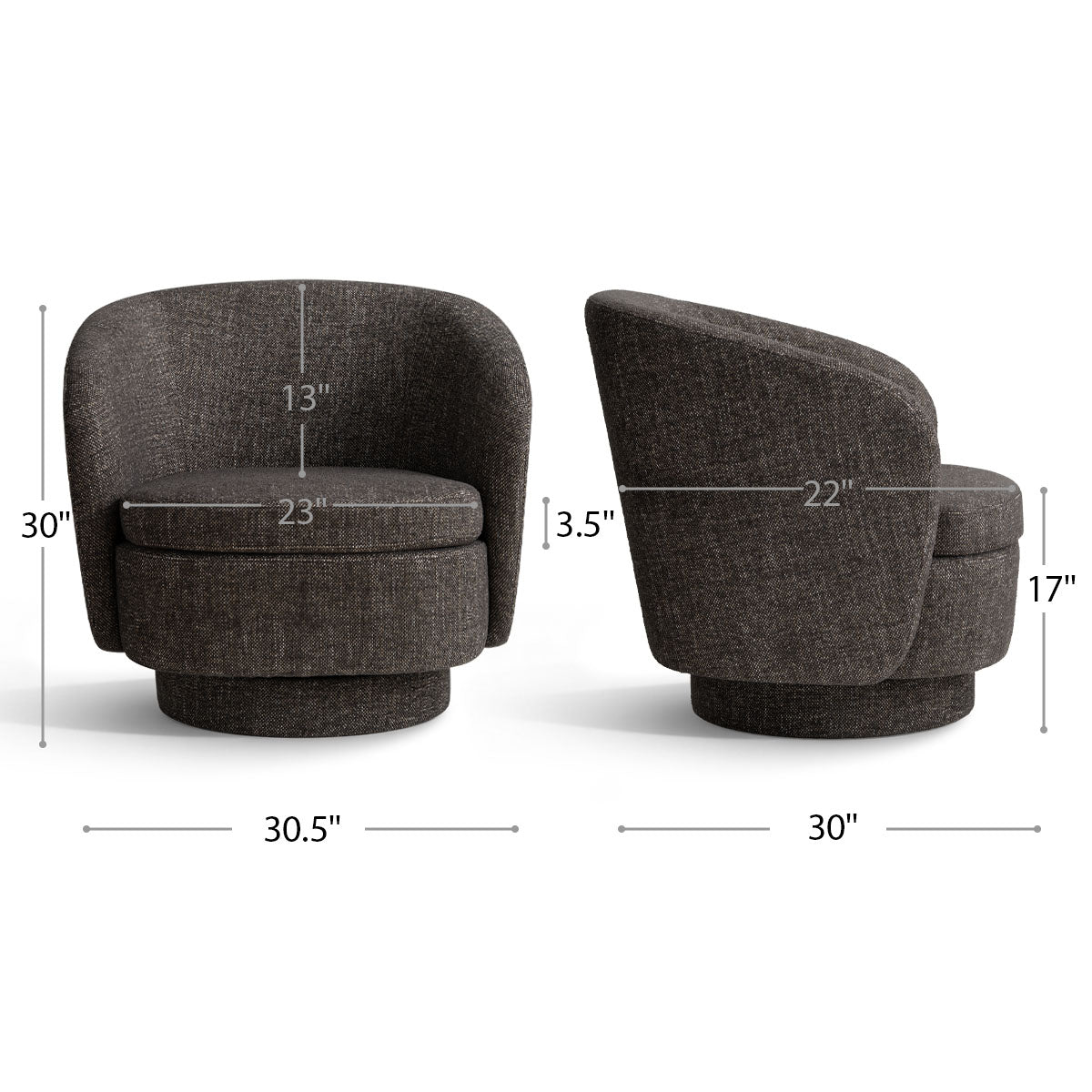 Hera Upholstered Swivel Barrel Chair (1-Piece)
