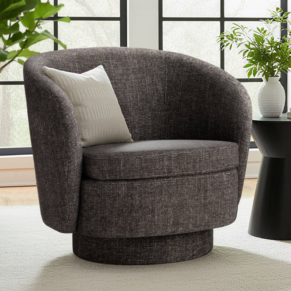 Hera Upholstered Swivel Barrel Chair (1-Piece)