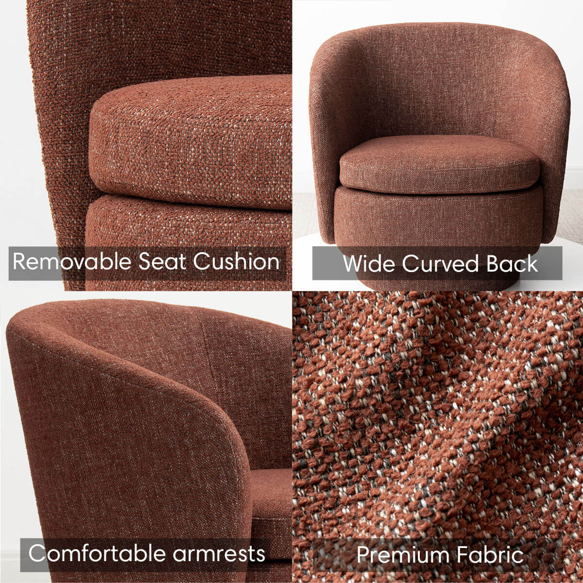 Hera Upholstered Swivel Barrel Chair (1-Piece)