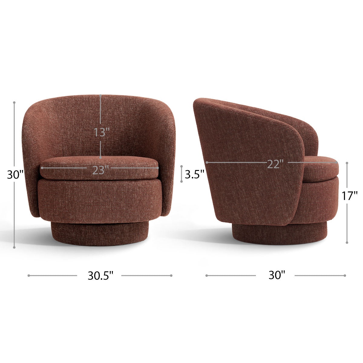 Hera Upholstered Swivel Barrel Chair (1-Piece)
