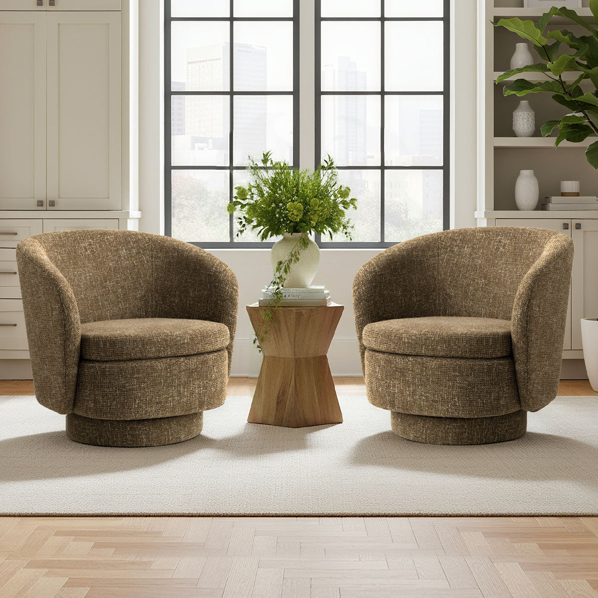 Hera Upholstered Swivel Barrel Chair (1-Piece)