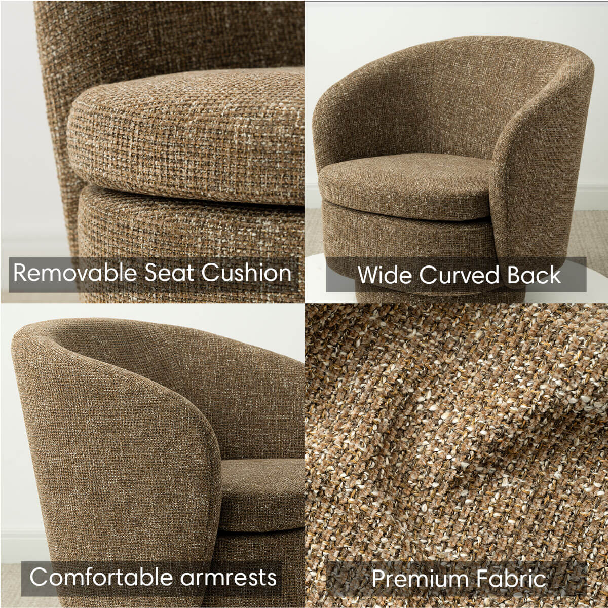 Hera Upholstered Swivel Barrel Chair (1-Piece)