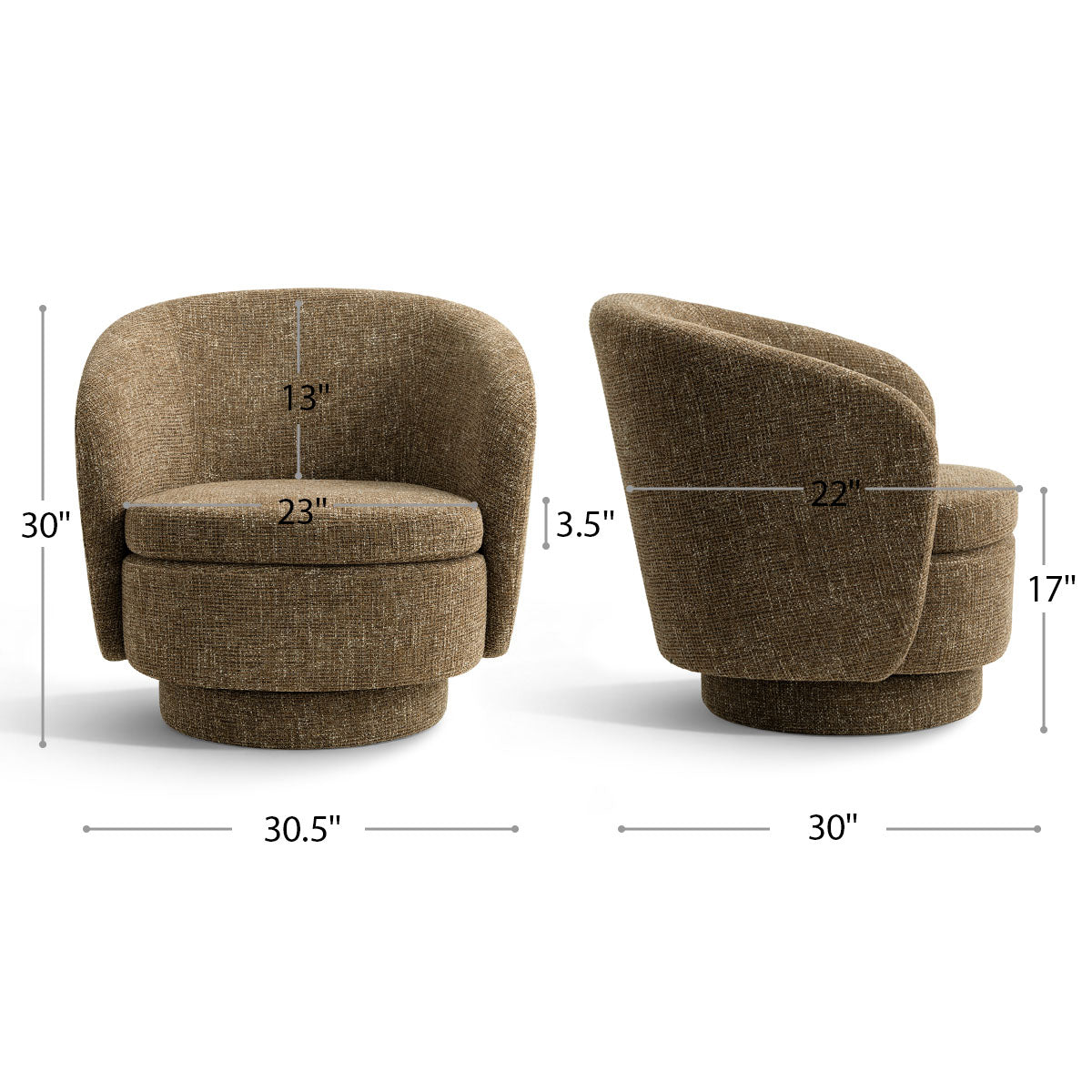 Hera Upholstered Swivel Barrel Chair (1-Piece)