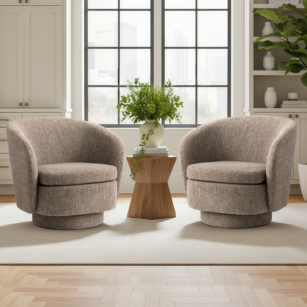 Hera Upholstered Swivel Barrel Chair (1-Piece)