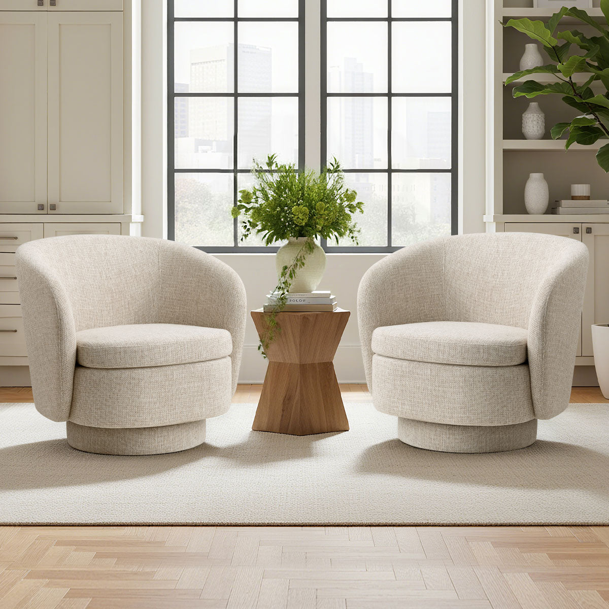 Hera Upholstered Swivel Barrel Chair (1-Piece)