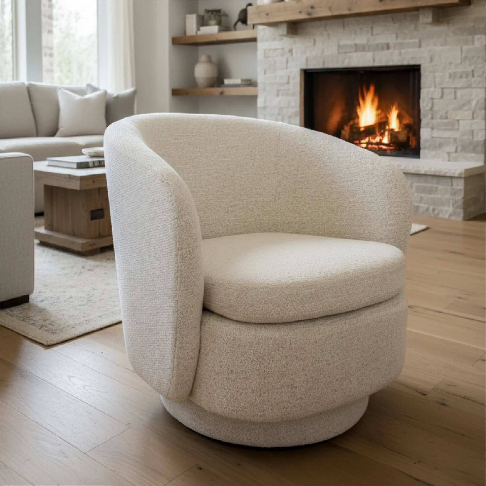 Hera Upholstered Swivel Barrel Chair (1-Piece)