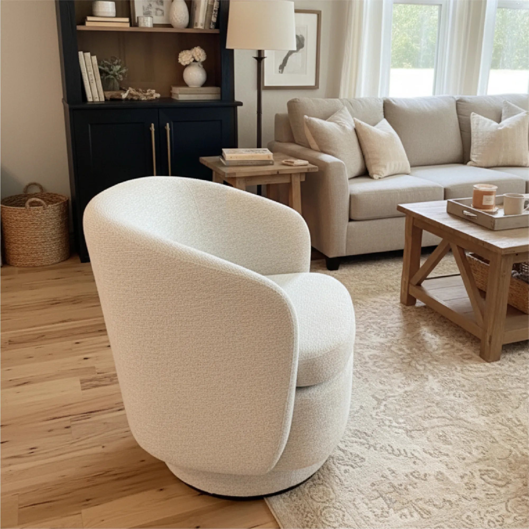 Hera Upholstered Swivel Barrel Chair (1-Piece)