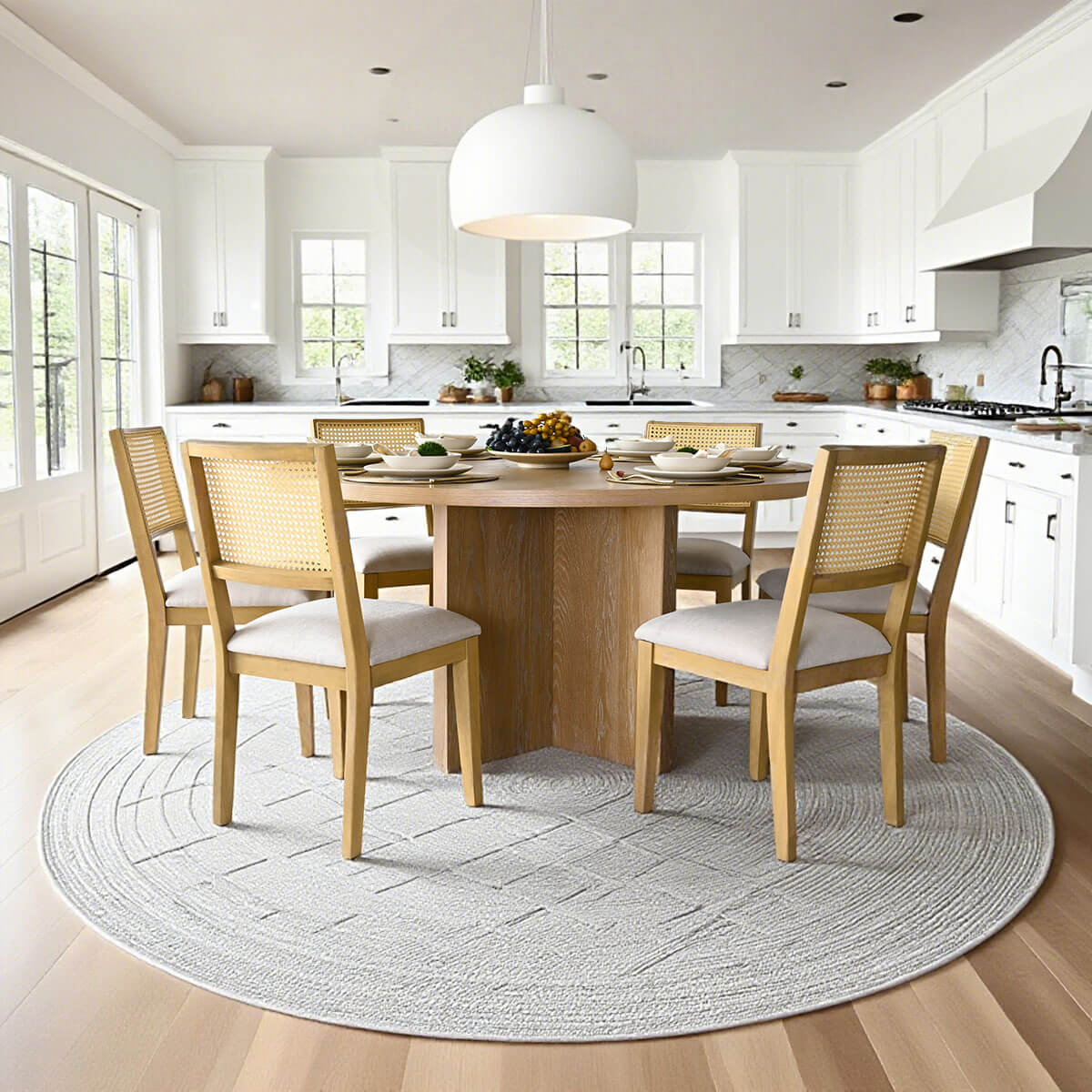 Houston 52" Round Solid Wooden Dining Table with Cross Pedestal