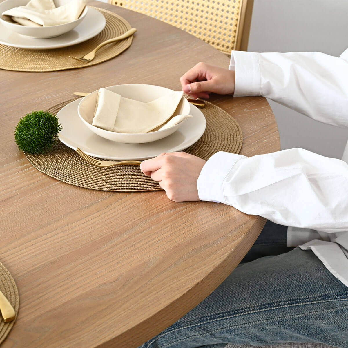 Houston 52" Round Solid Wooden Dining Table with Cross Pedestal