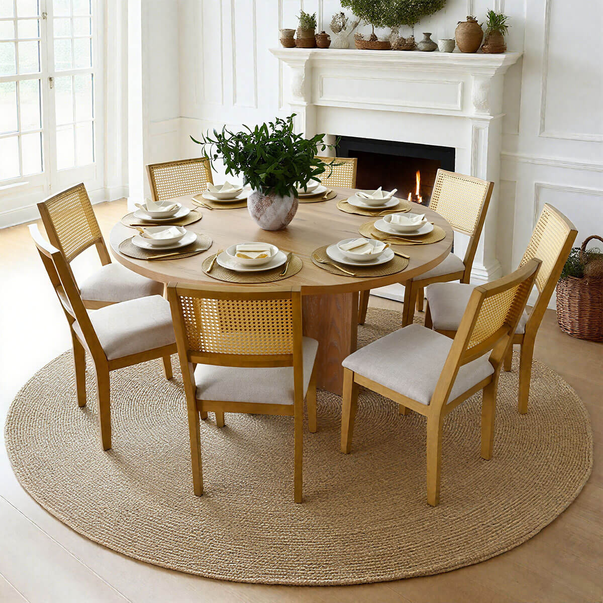 Houston 60" Round Solid Wooden Dining Table with Cross Pedestal