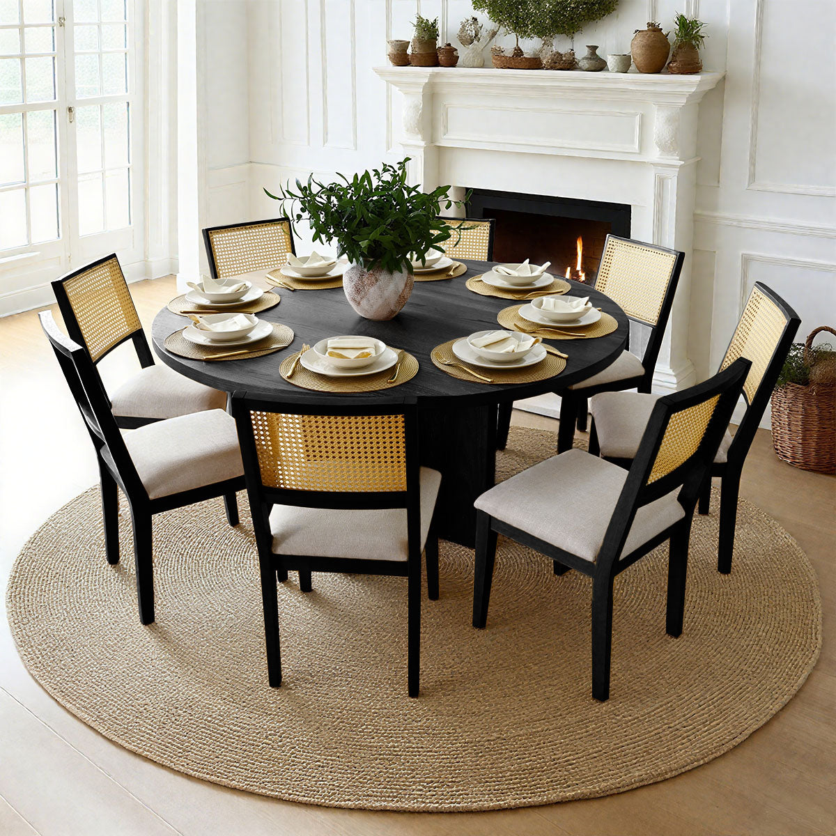 Houston 60" Round Solid Wooden Dining Table with Cross Pedestal