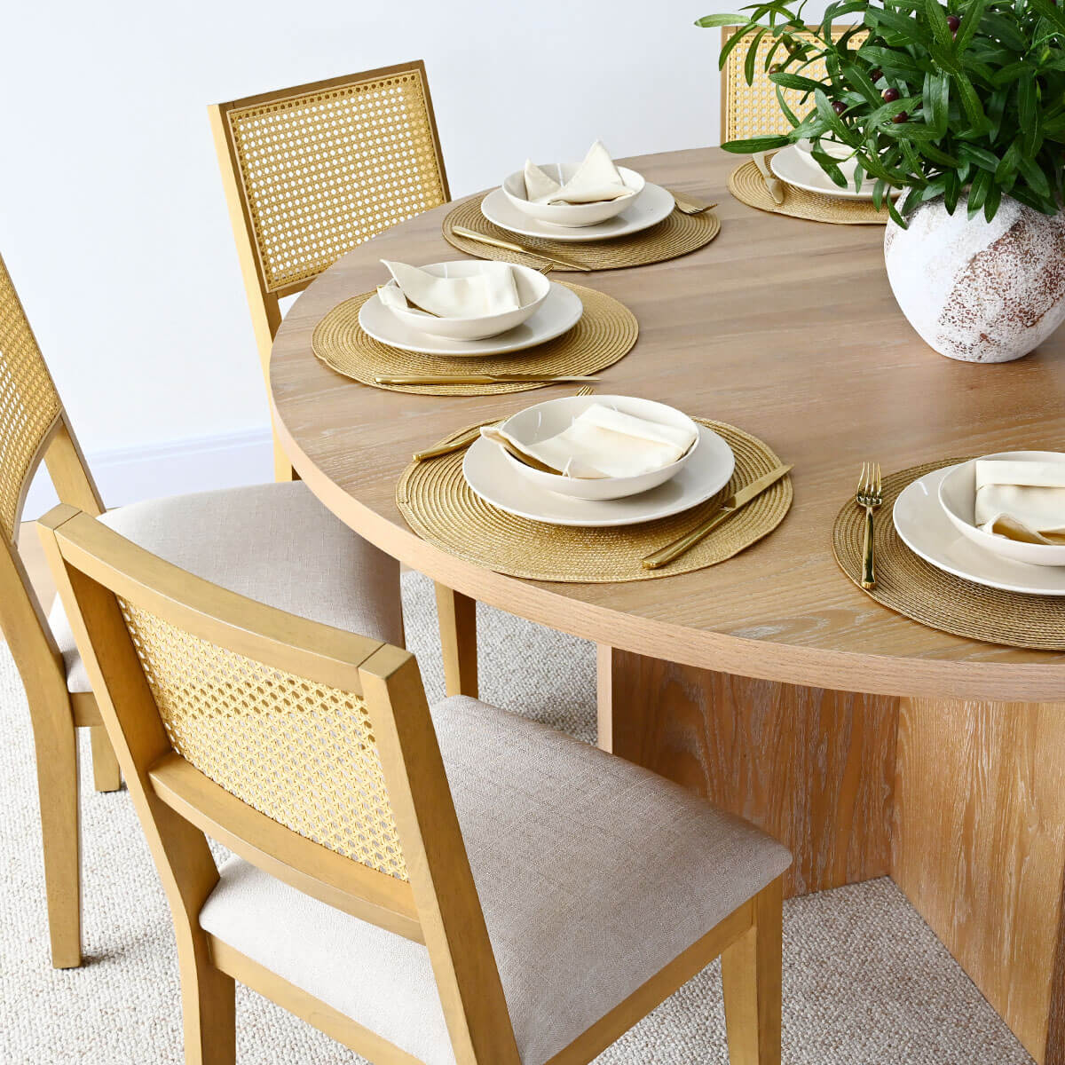 Houston 60" Round Solid Wooden Dining Table with Cross Pedestal