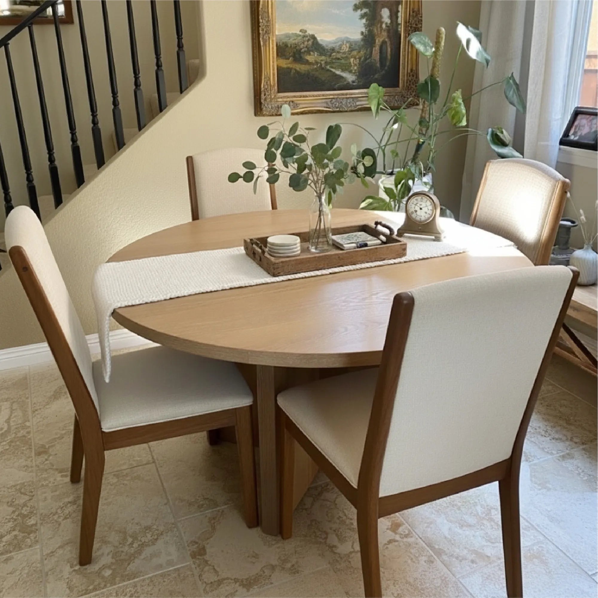 Houston 52" Round Solid Wooden Dining Table with Cross Pedestal