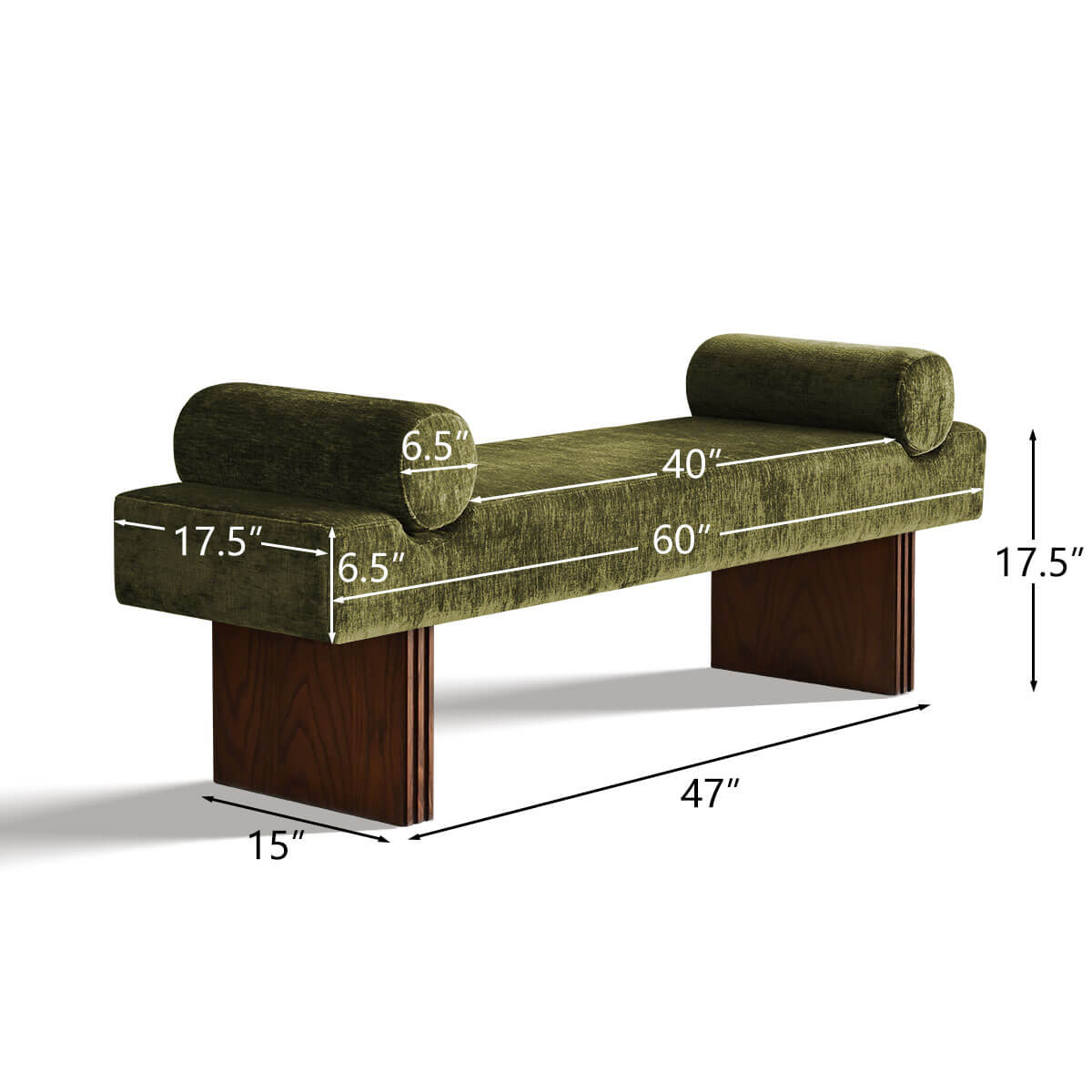 Jasmine 60" Modern Chenille Upholstered Bench