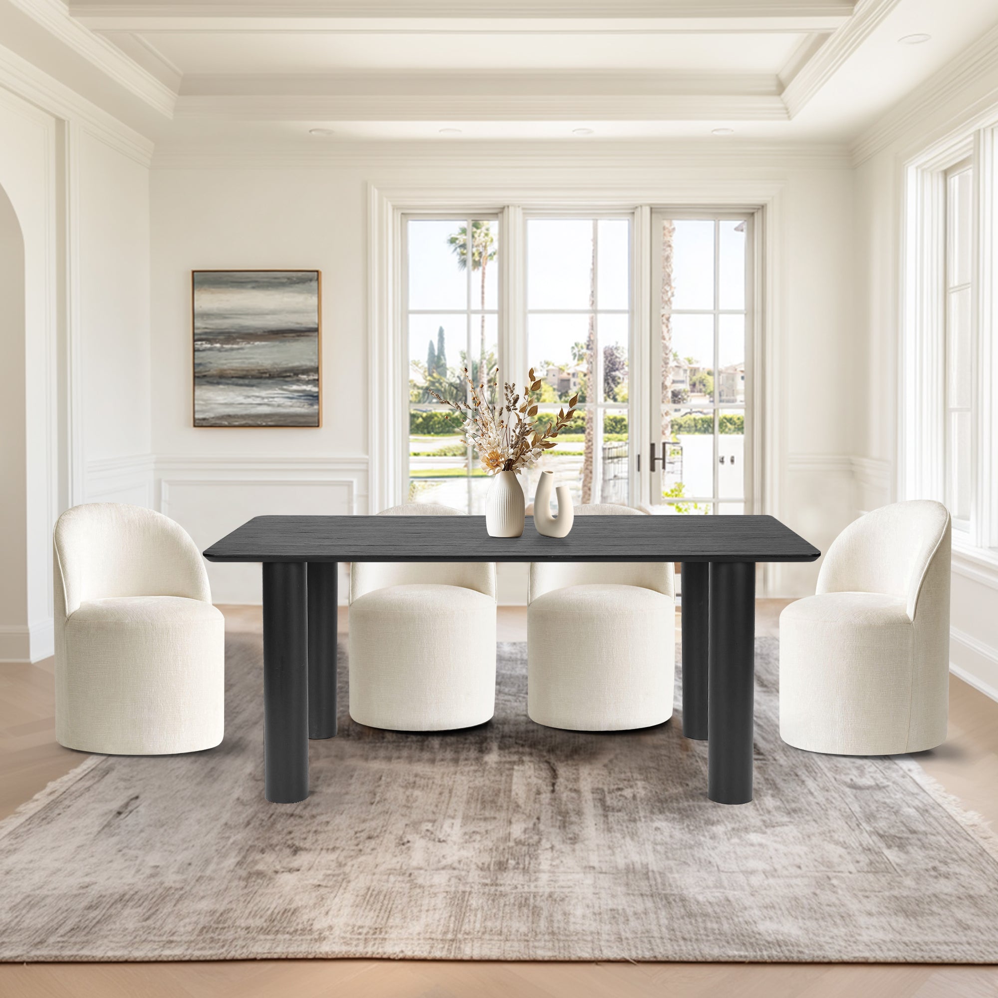 Johson & Doris 67" Black Oval Dining Table Set for 4 (5-Piece)