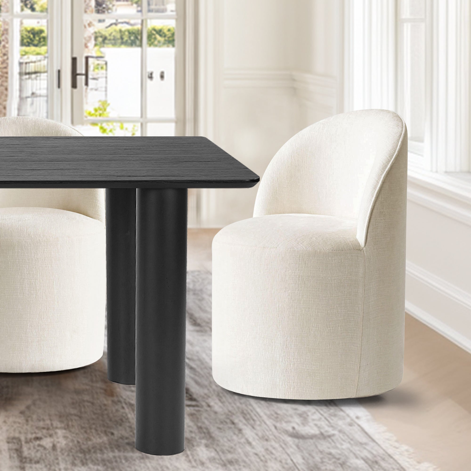 Johson & Doris 67" Black Oval Dining Table Set for 4 (5-Piece)