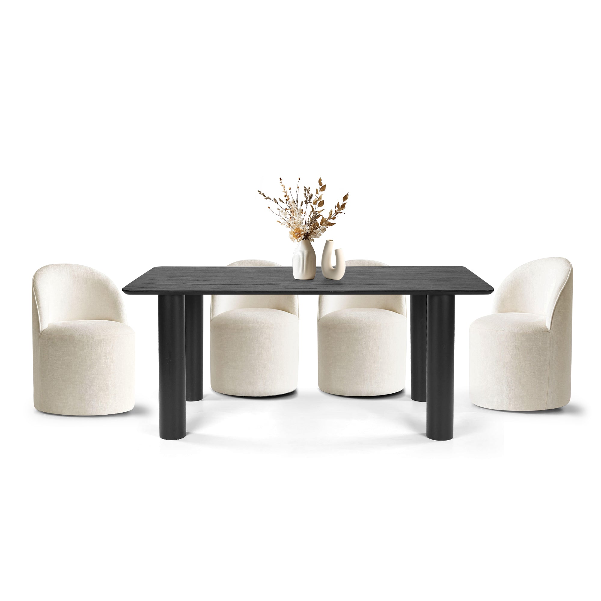 Johson & Doris 67" Black Oval Dining Table Set for 4 (5-Piece)