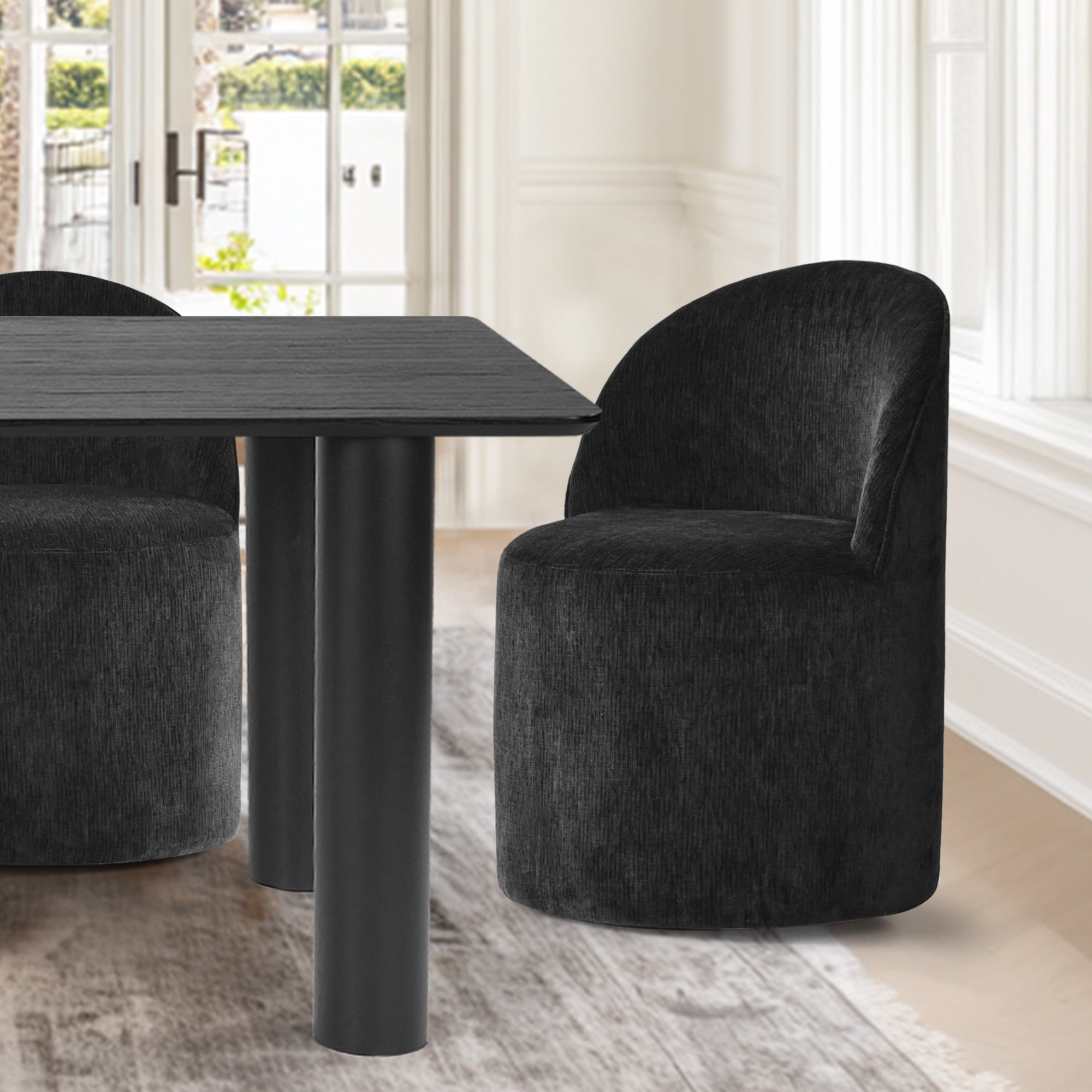 Johson & Doris 67" Black Oval Dining Table Set for 4 (5-Piece)