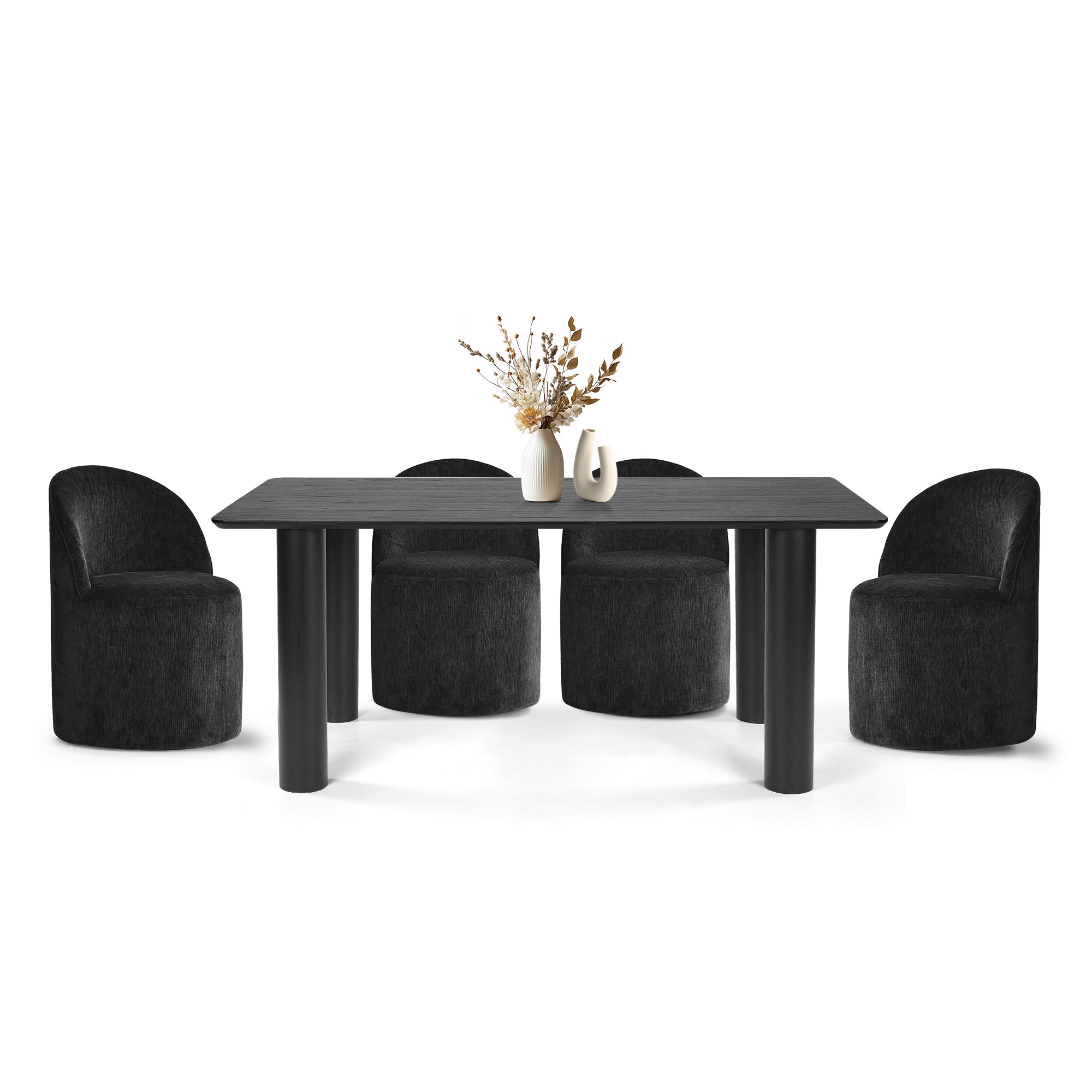 Johson & Doris 67" Black Oval Dining Table Set for 4 (5-Piece)