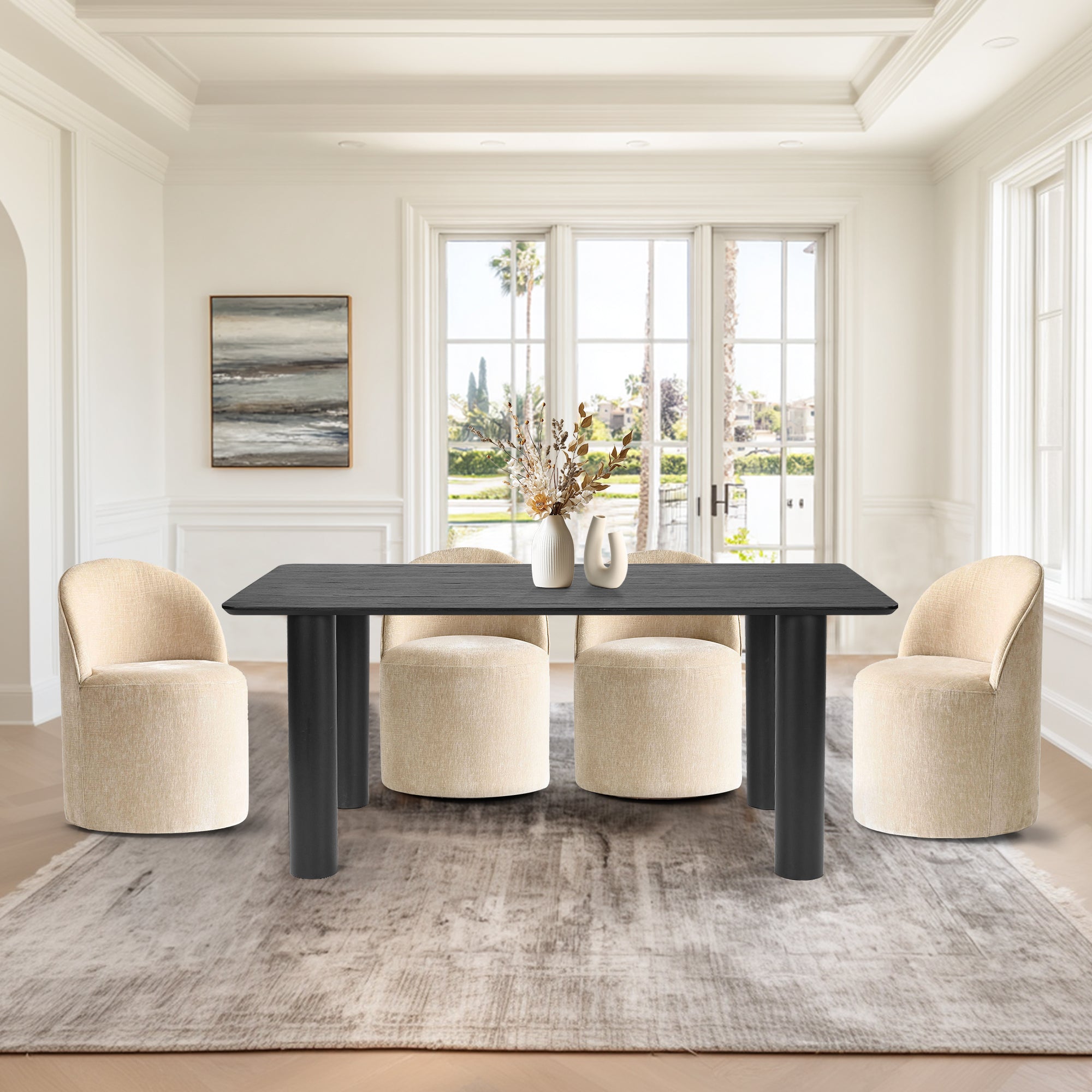 Johson & Doris 67" Black Oval Dining Table Set for 4 (5-Piece)