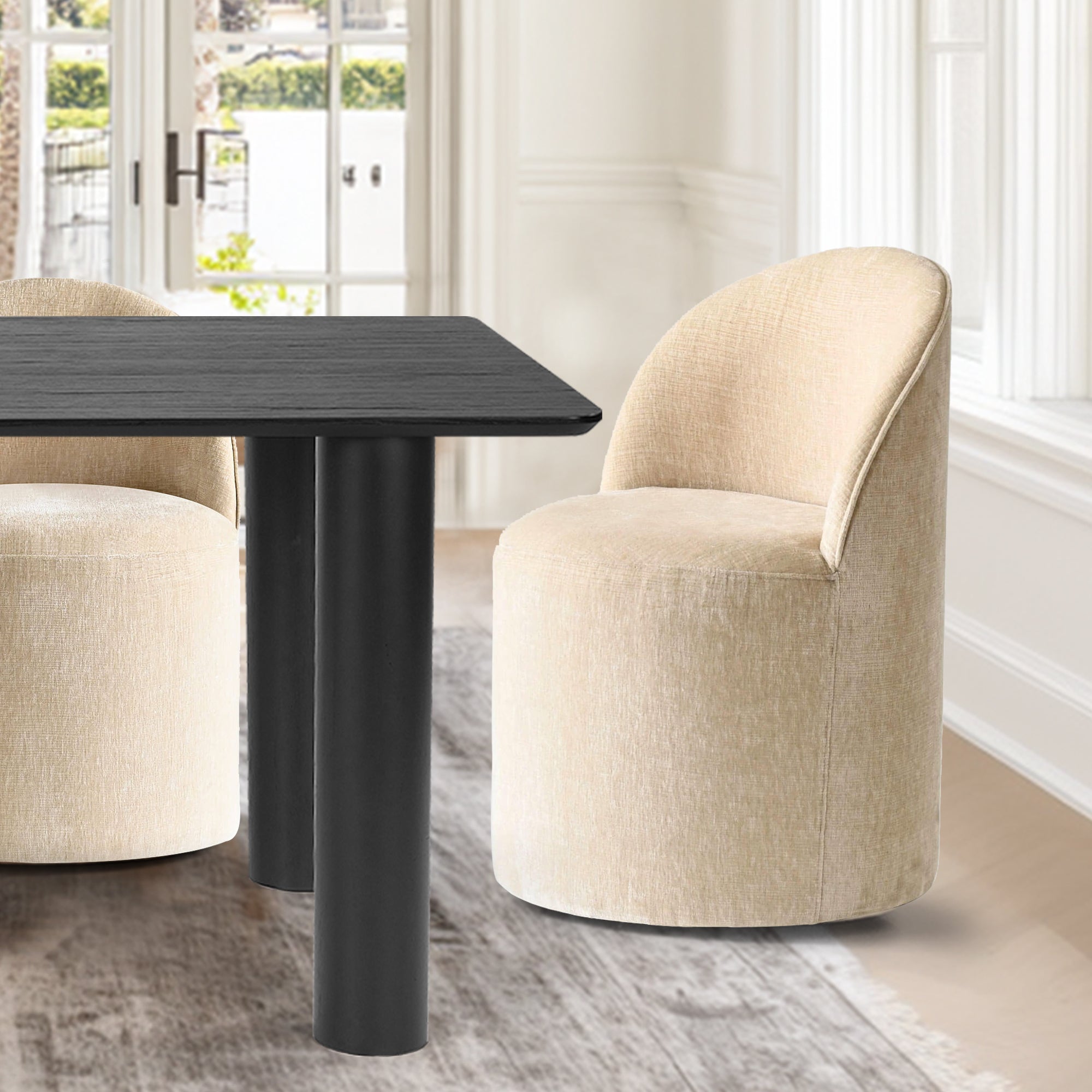 Johson & Doris 67" Black Oval Dining Table Set for 4 (5-Piece)