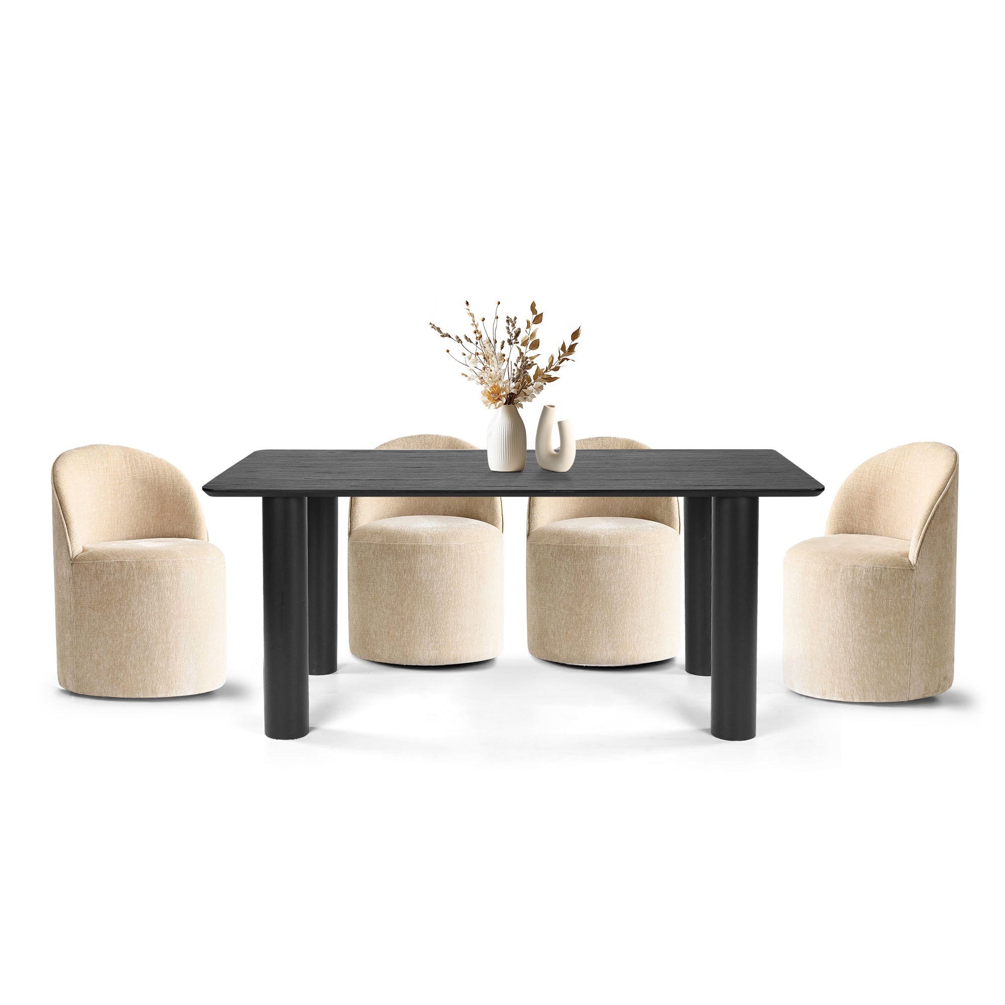 Johson & Doris 67" Black Oval Dining Table Set for 4 (5-Piece)