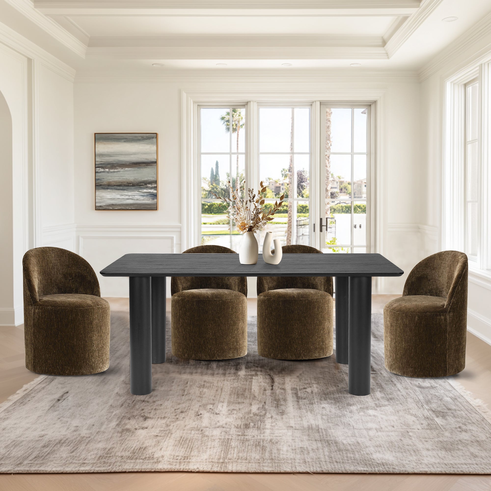 Johson & Doris 67" Black Oval Dining Table Set for 4 (5-Piece)