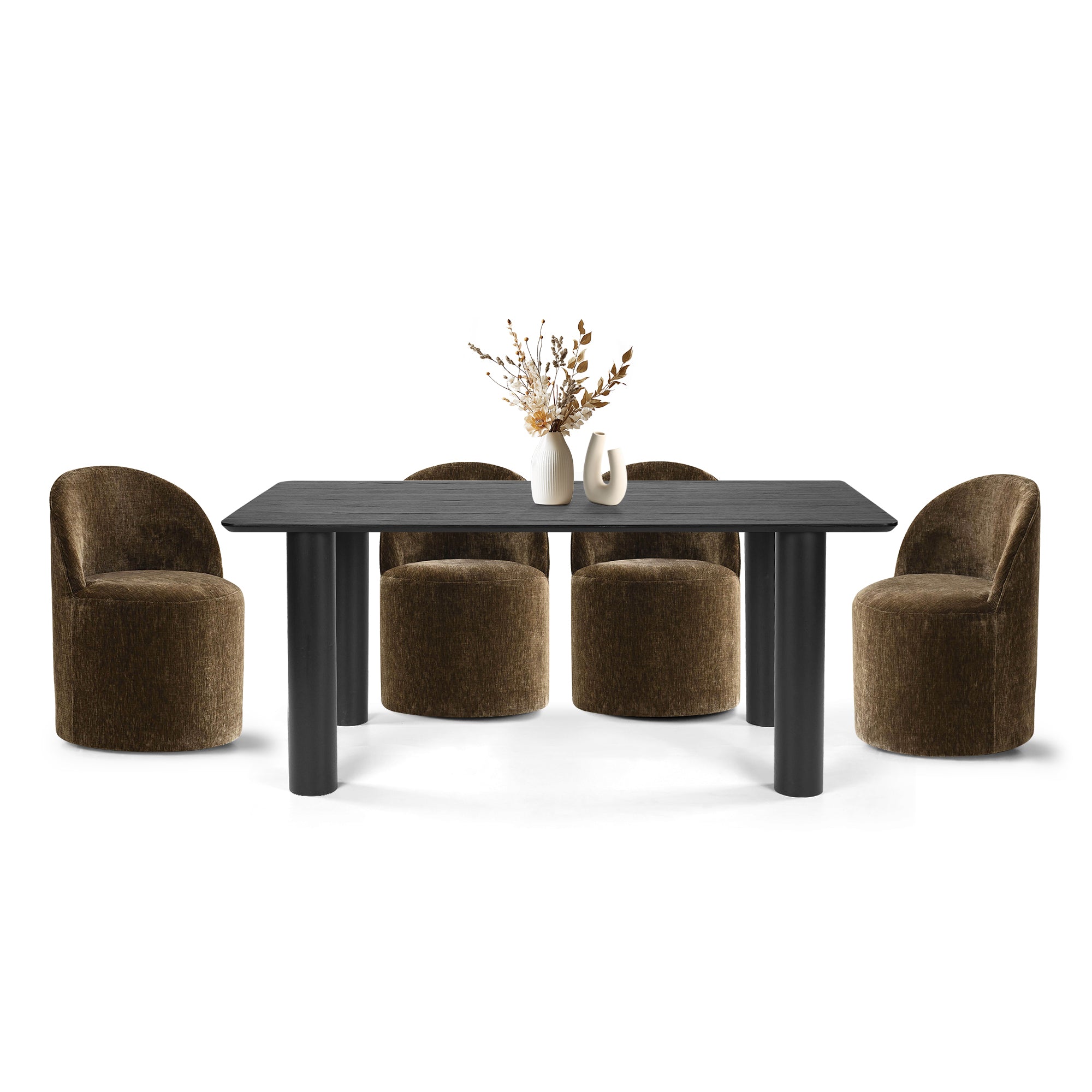 Johson & Doris 67" Black Oval Dining Table Set for 4 (5-Piece)