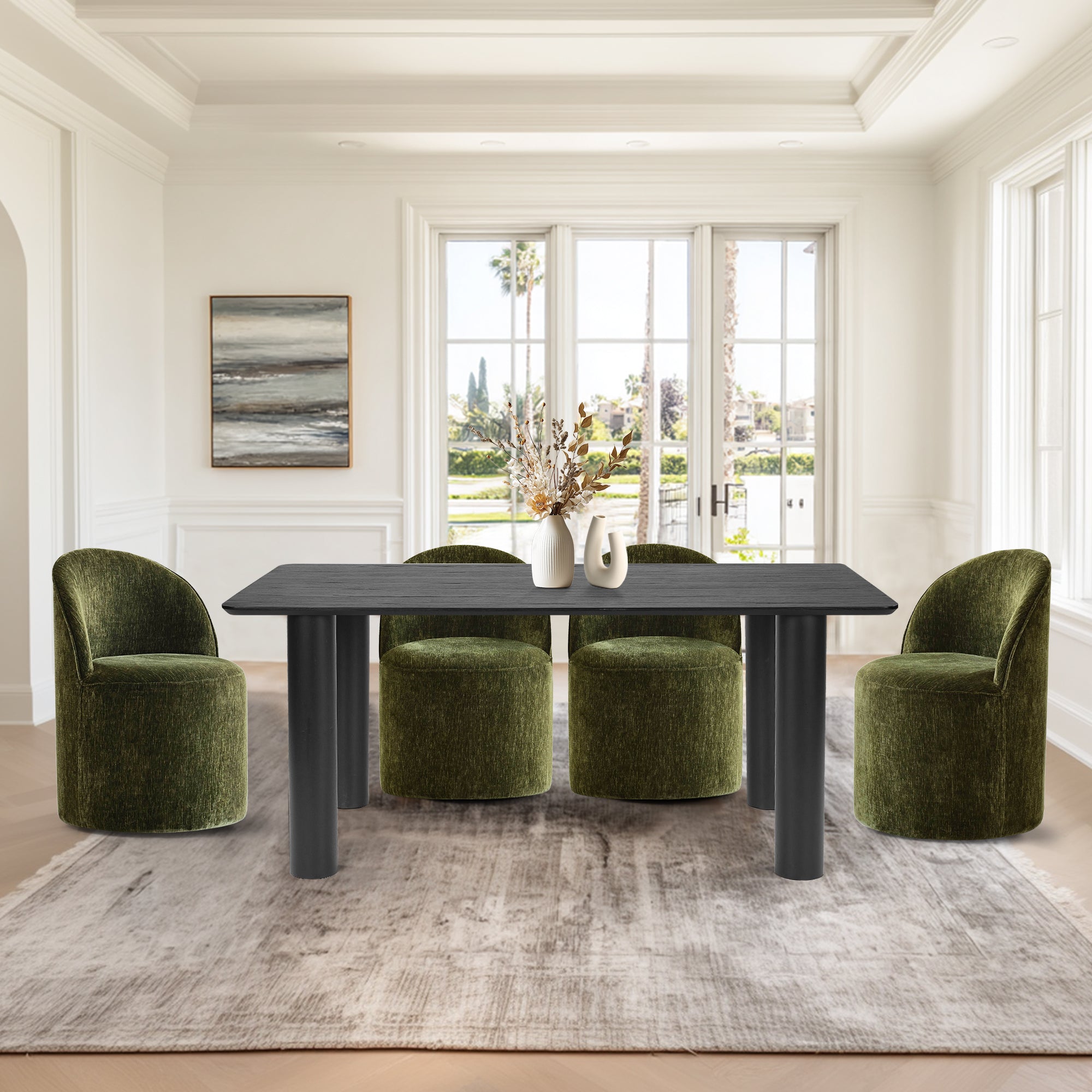 Johson & Doris 67" Black Oval Dining Table Set for 4 (5-Piece)