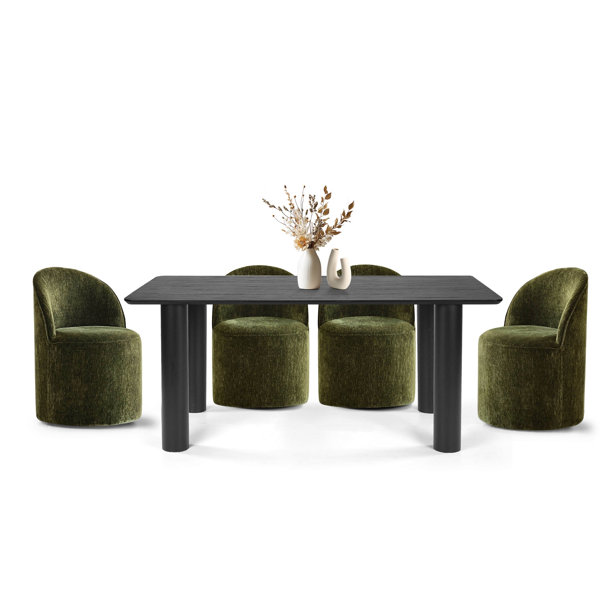 Johson & Doris 67" Black Oval Dining Table Set for 4 (5-Piece)
