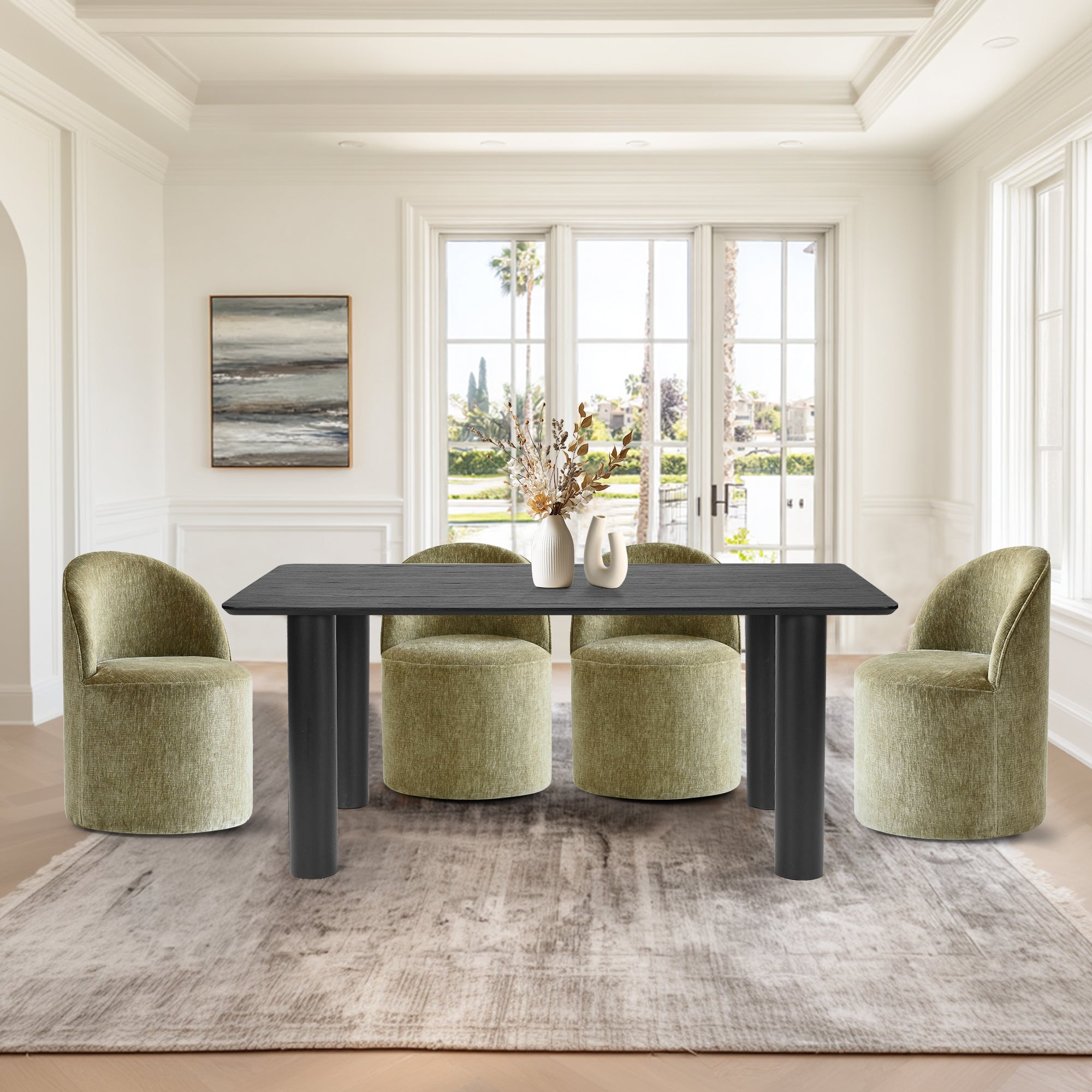 Johson & Doris 67" Black Oval Dining Table Set for 4 (5-Piece)