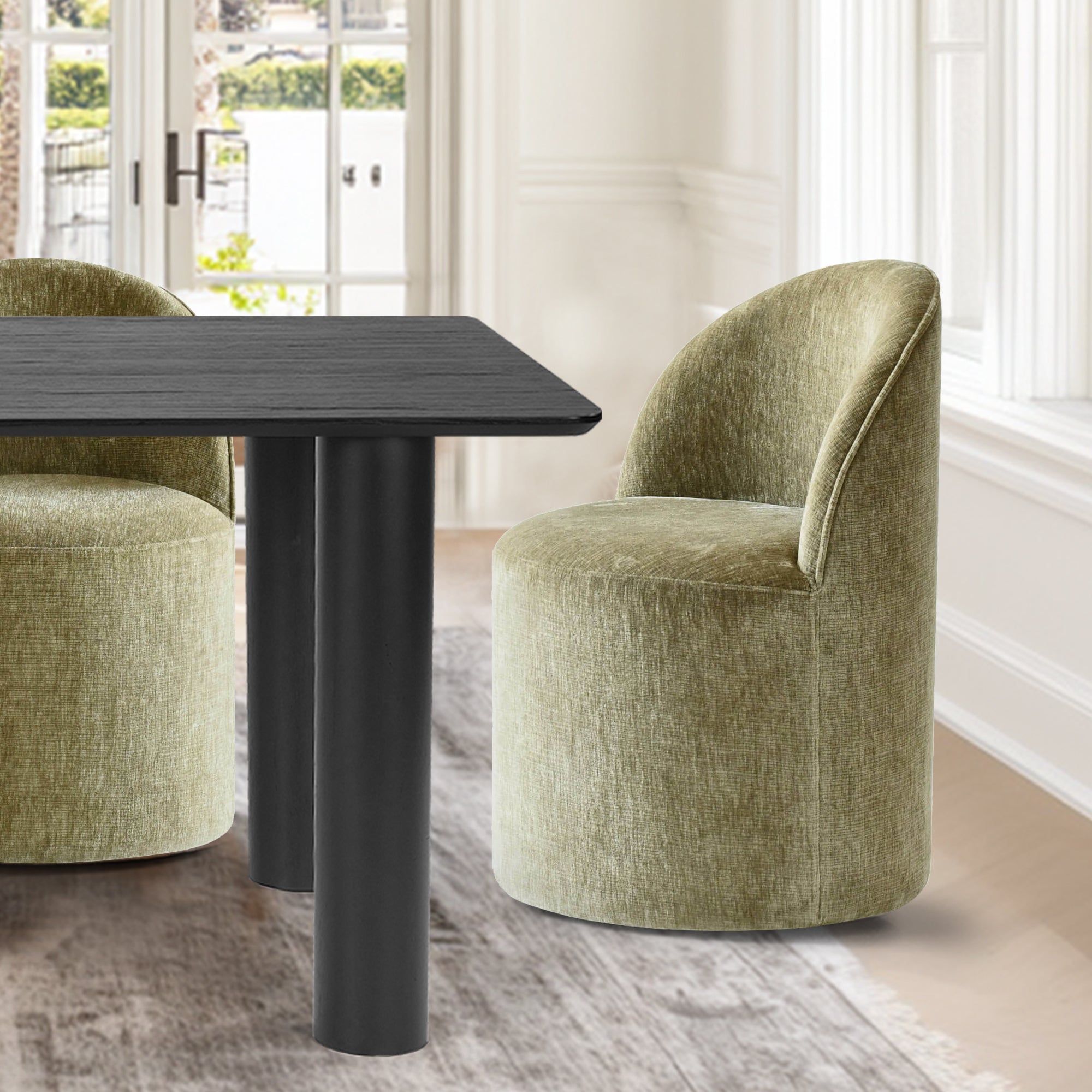 Johson & Doris 67" Black Oval Dining Table Set for 4 (5-Piece)