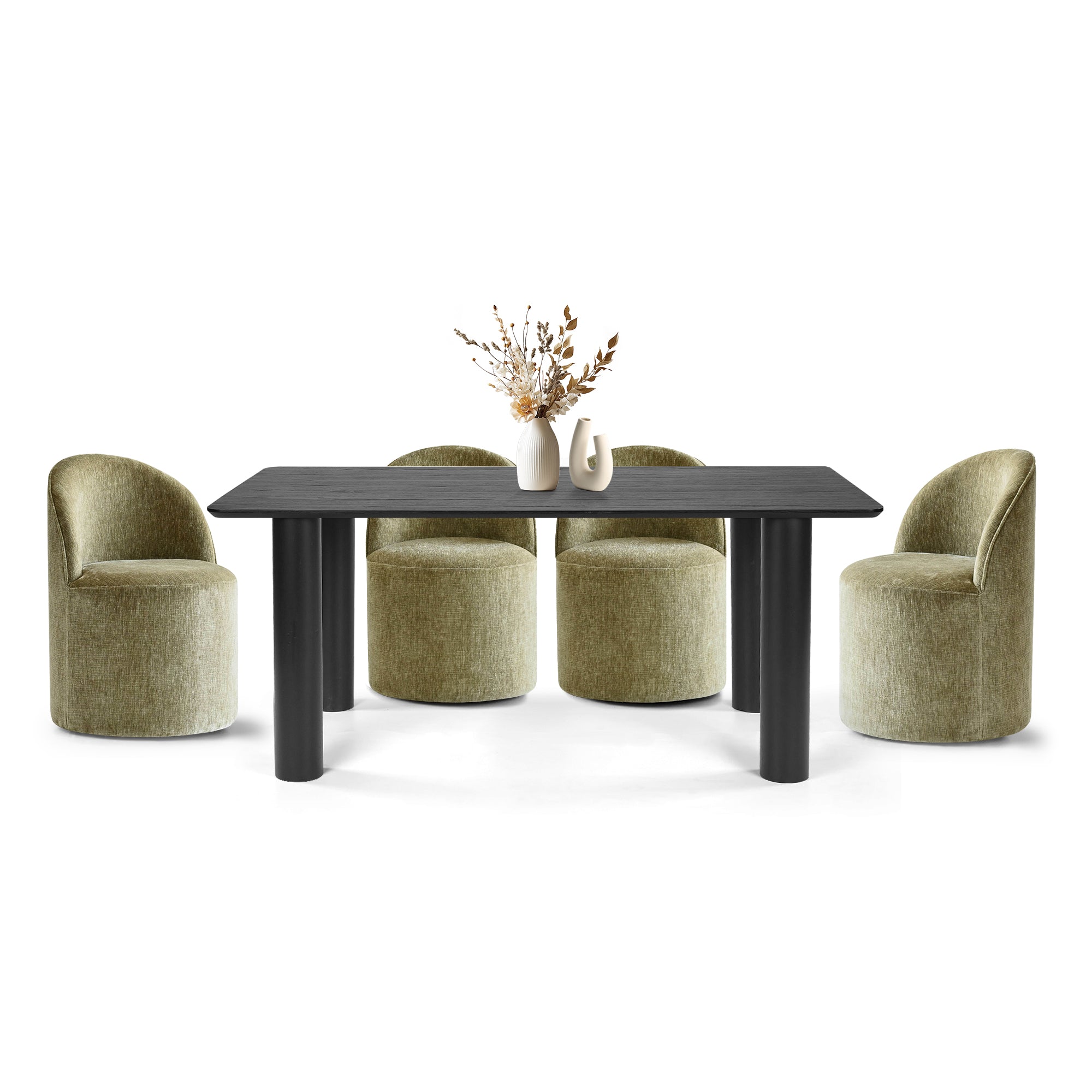 Johson & Doris 67" Black Oval Dining Table Set for 4 (5-Piece)