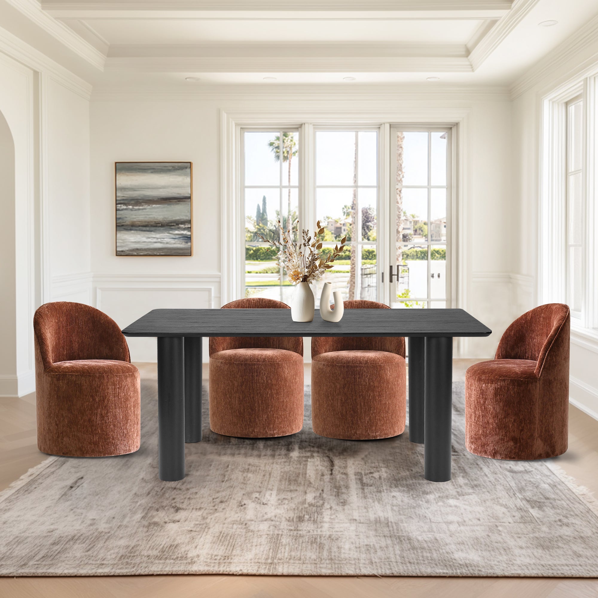 Johson & Doris 67" Black Oval Dining Table Set for 4 (5-Piece)
