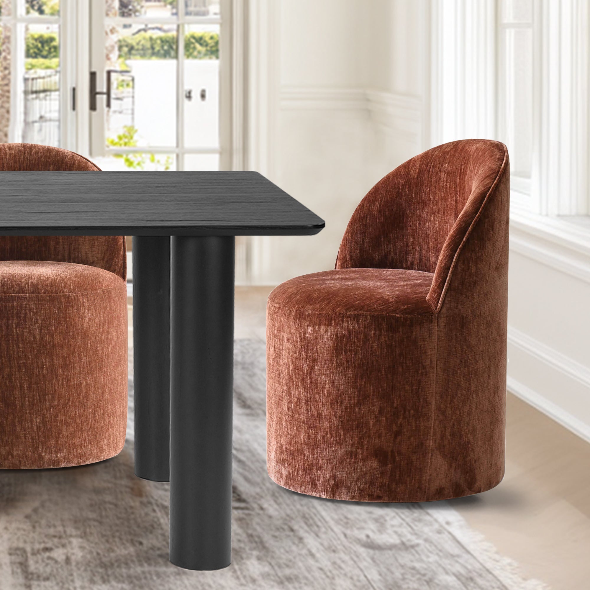 Johson & Doris 67" Black Oval Dining Table Set for 4 (5-Piece)