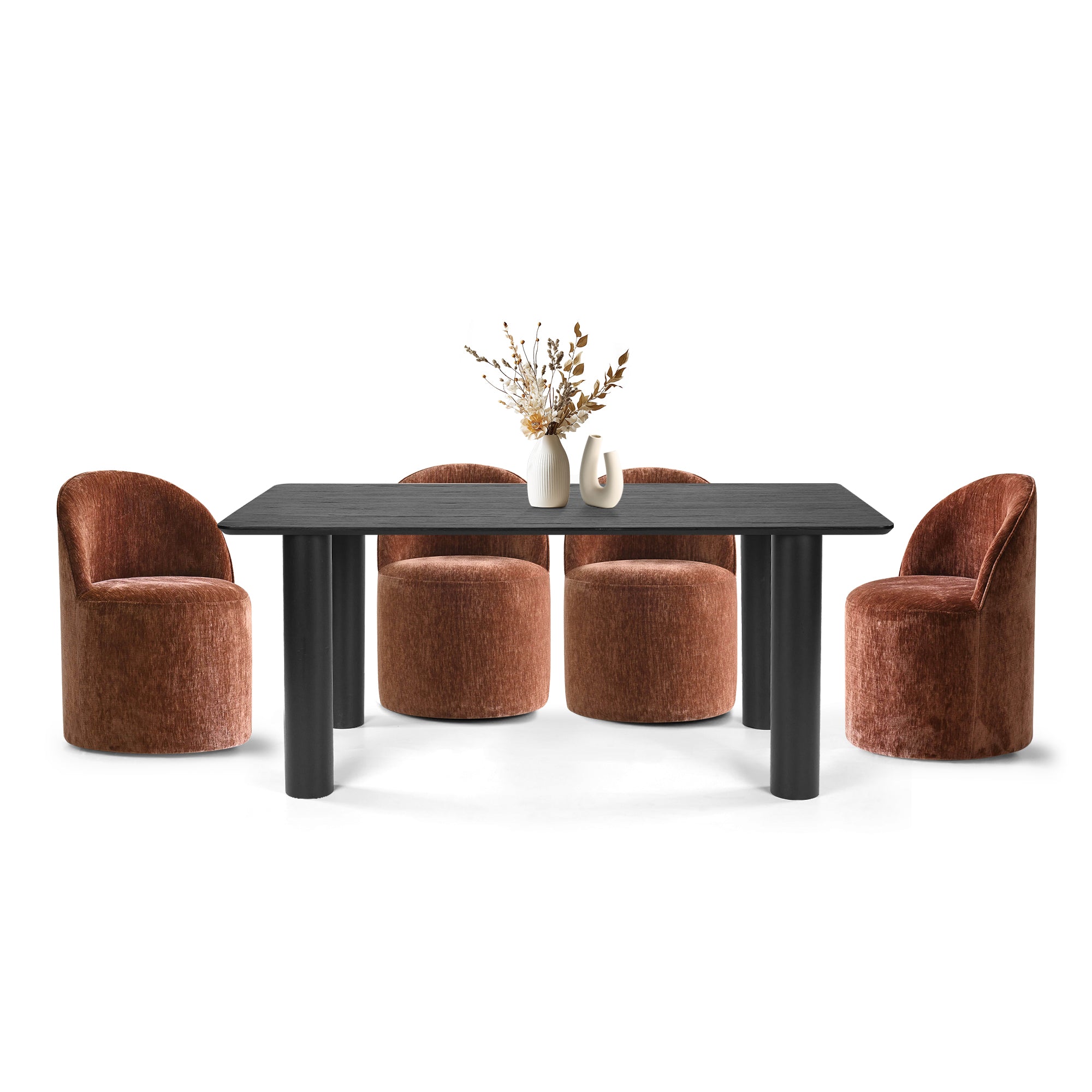 Johson & Doris 67" Black Oval Dining Table Set for 4 (5-Piece)
