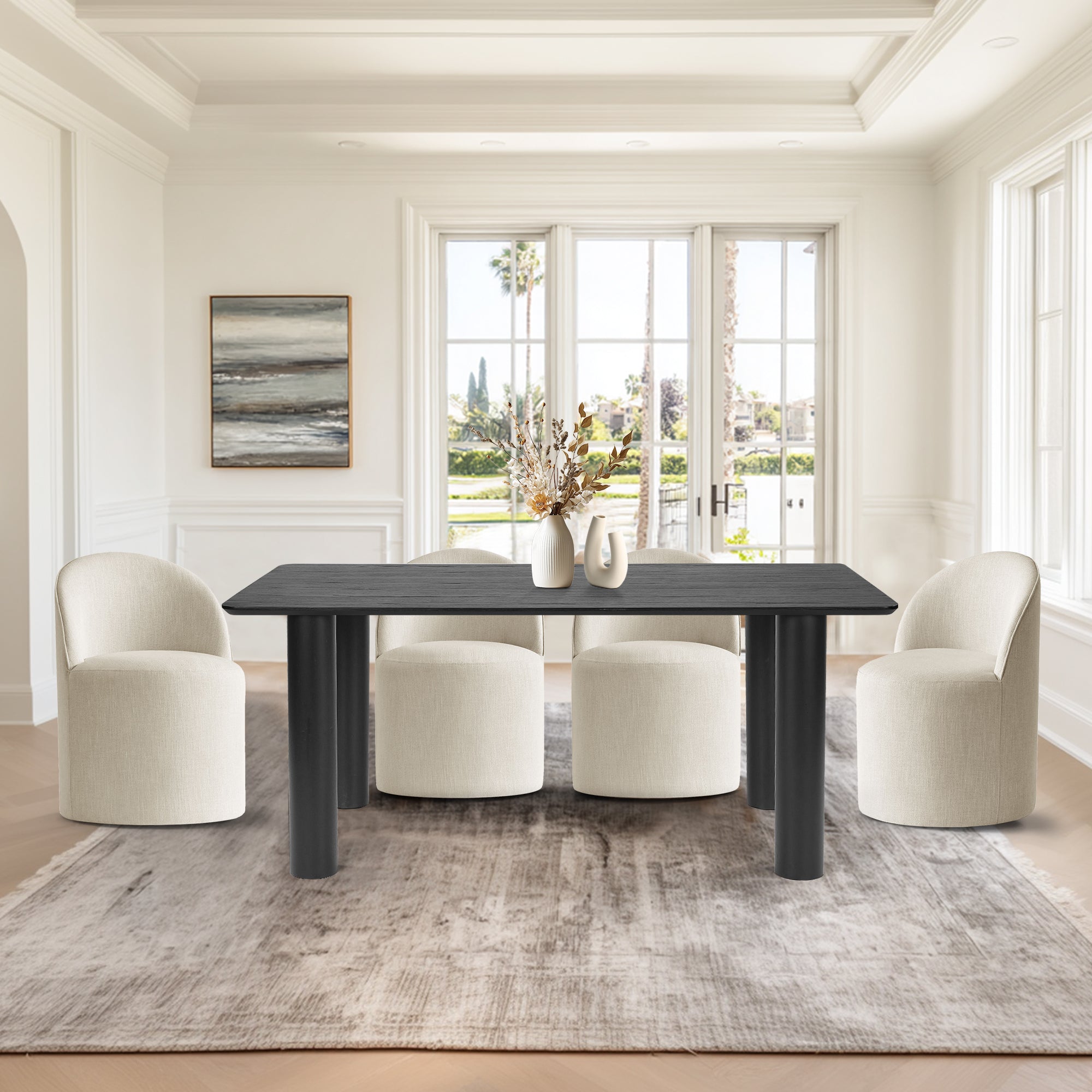 Johson & Doris 67" Black Oval Dining Table Set for 4 (5-Piece)