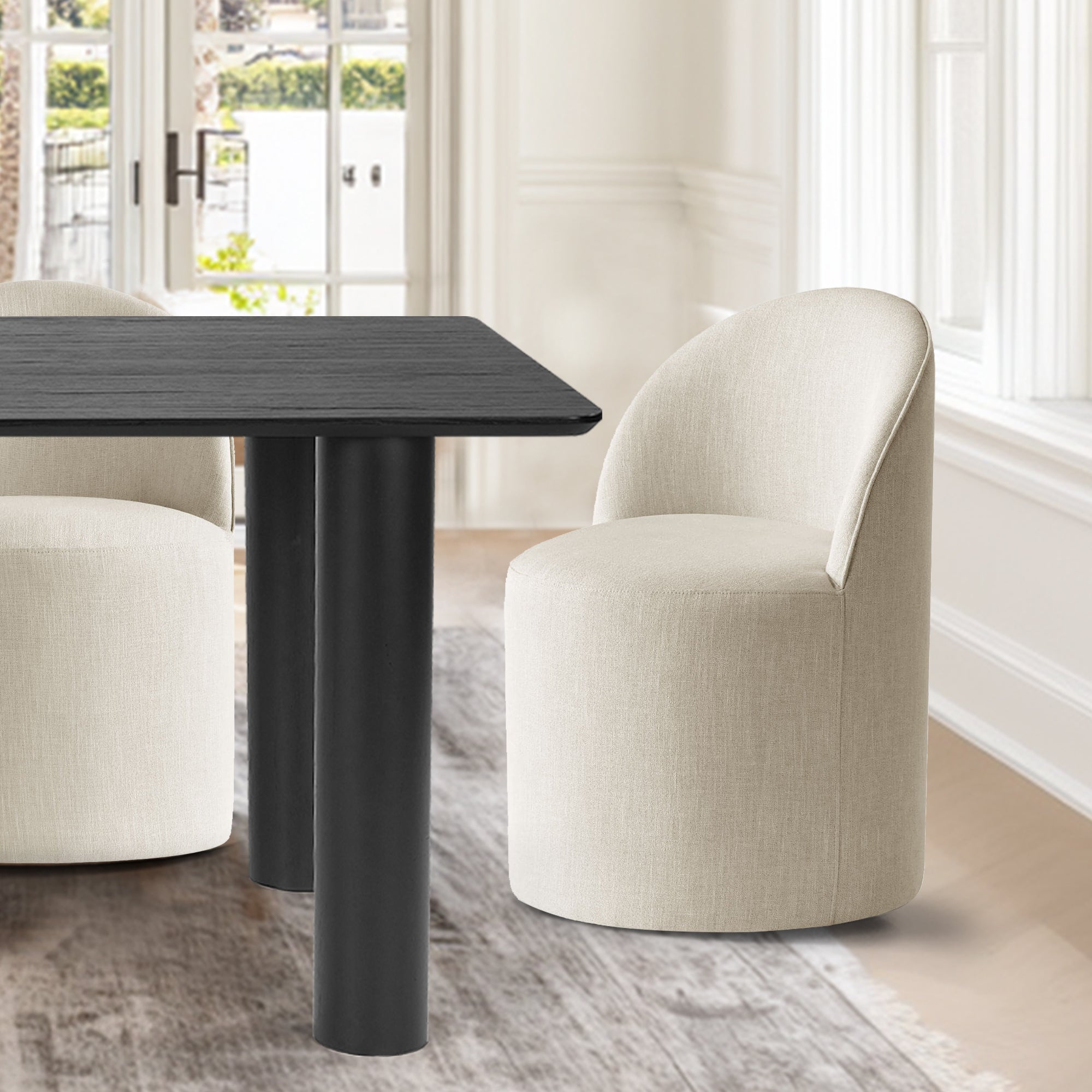 Johson & Doris 67" Black Oval Dining Table Set for 4 (5-Piece)