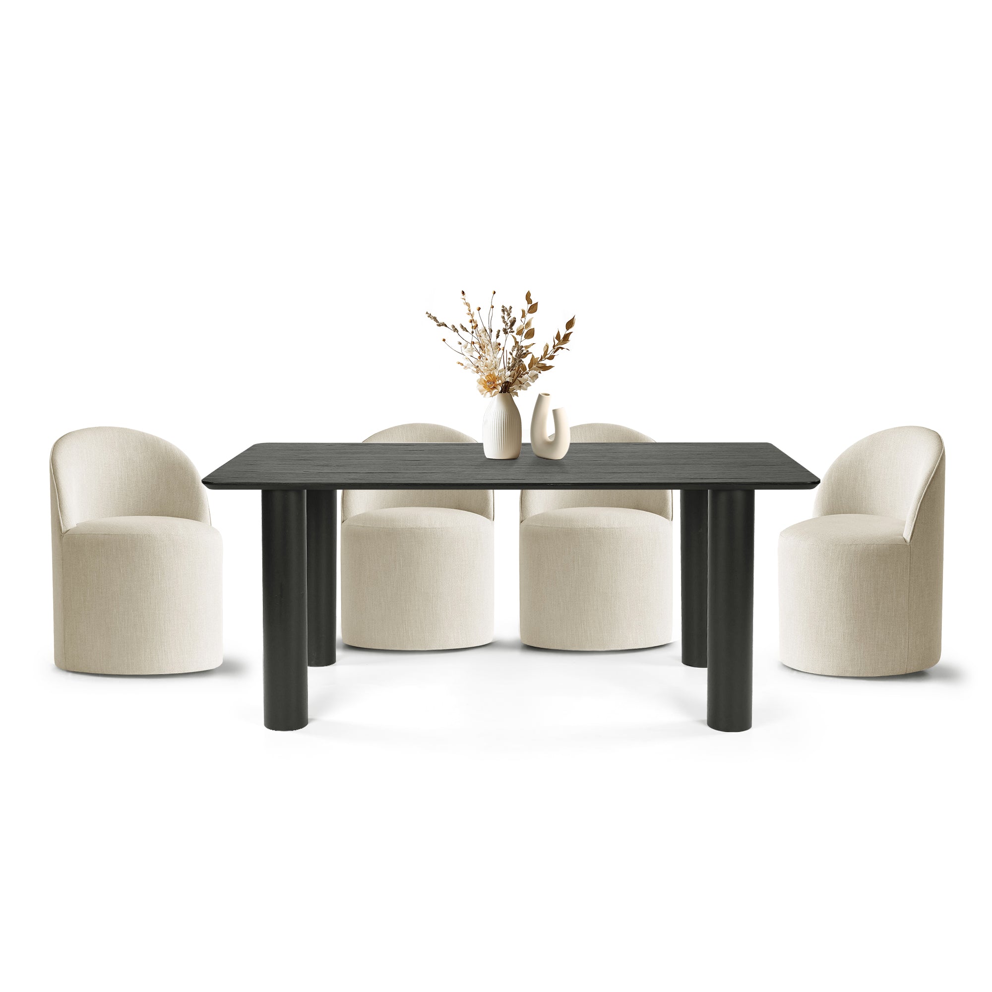 Johson & Doris 67" Black Oval Dining Table Set for 4 (5-Piece)