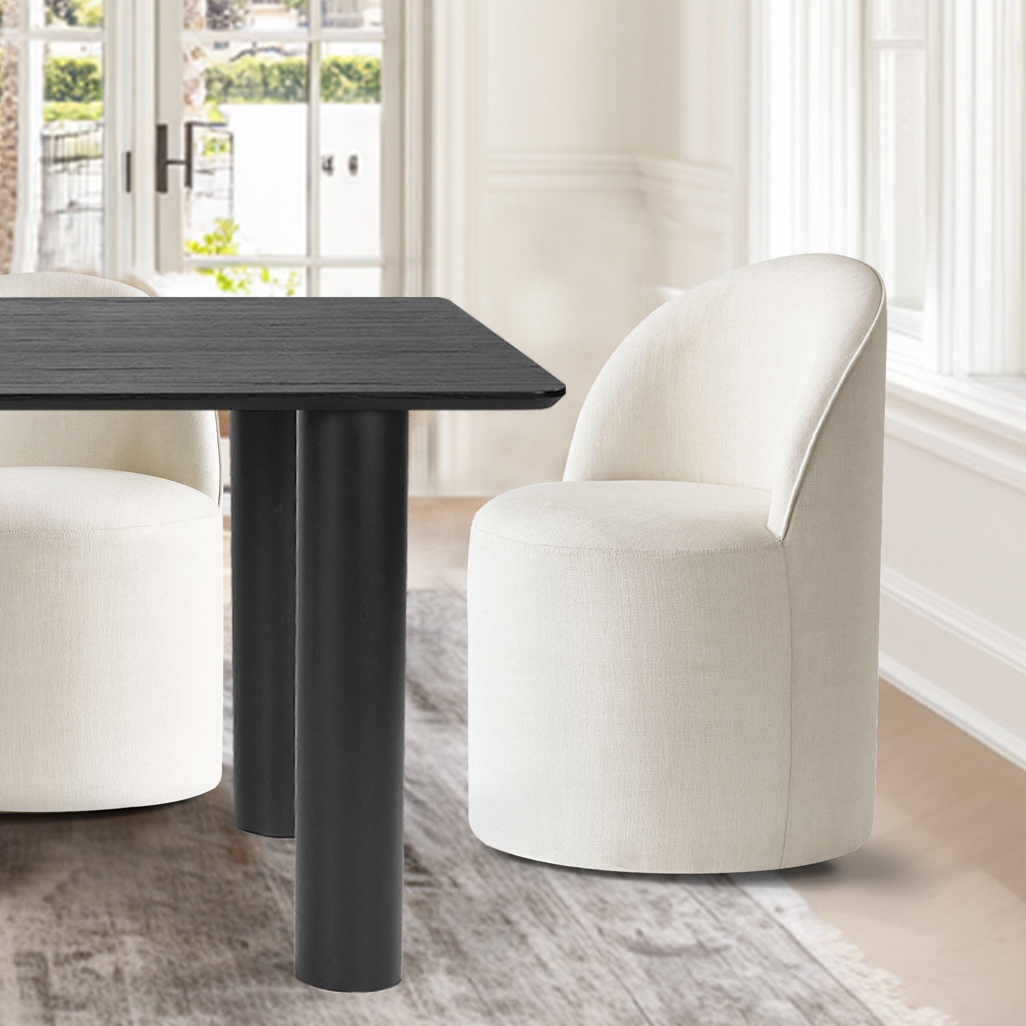 Johson & Doris 67" Black Oval Dining Table Set for 4 (5-Piece)