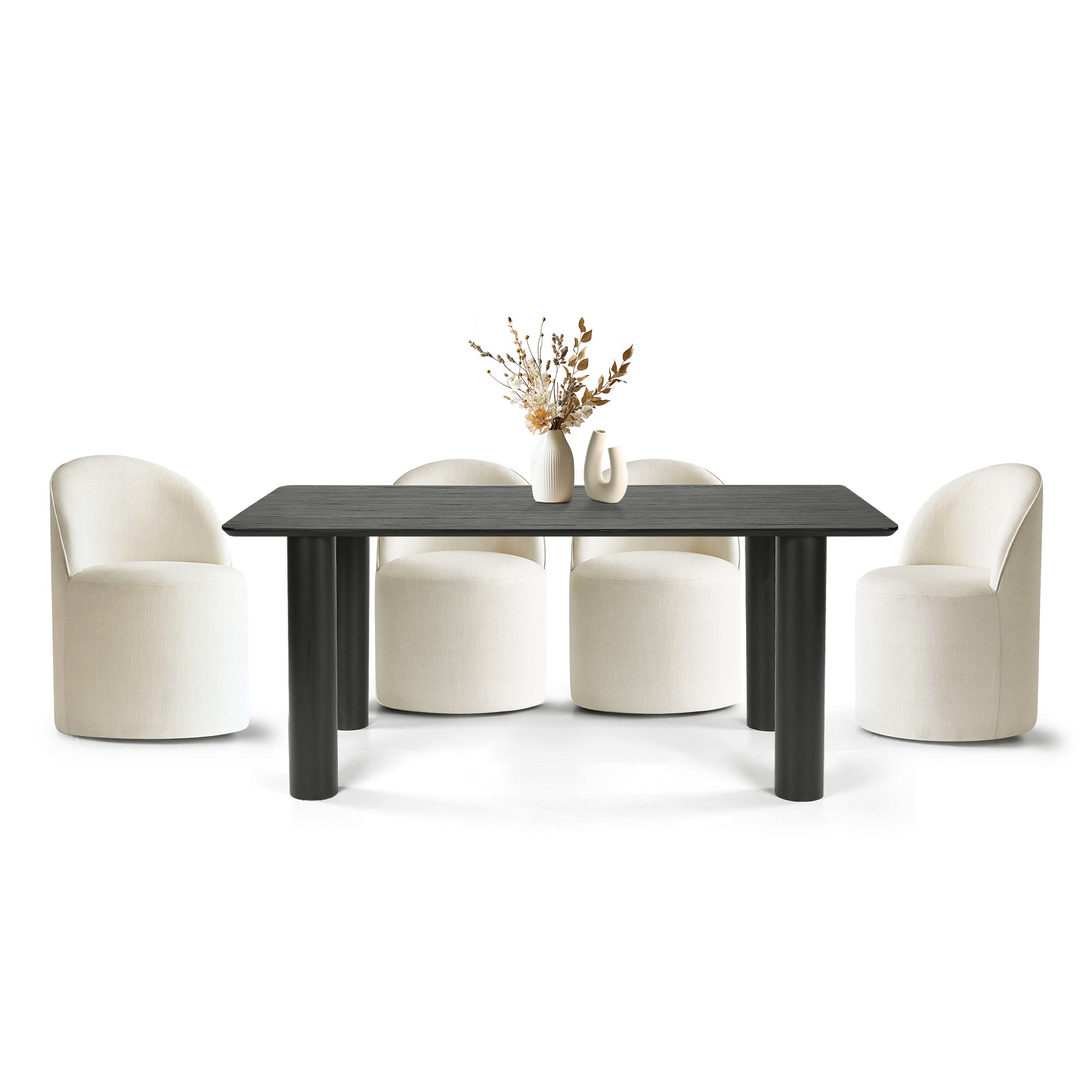 Johson & Doris 67" Black Oval Dining Table Set for 4 (5-Piece)